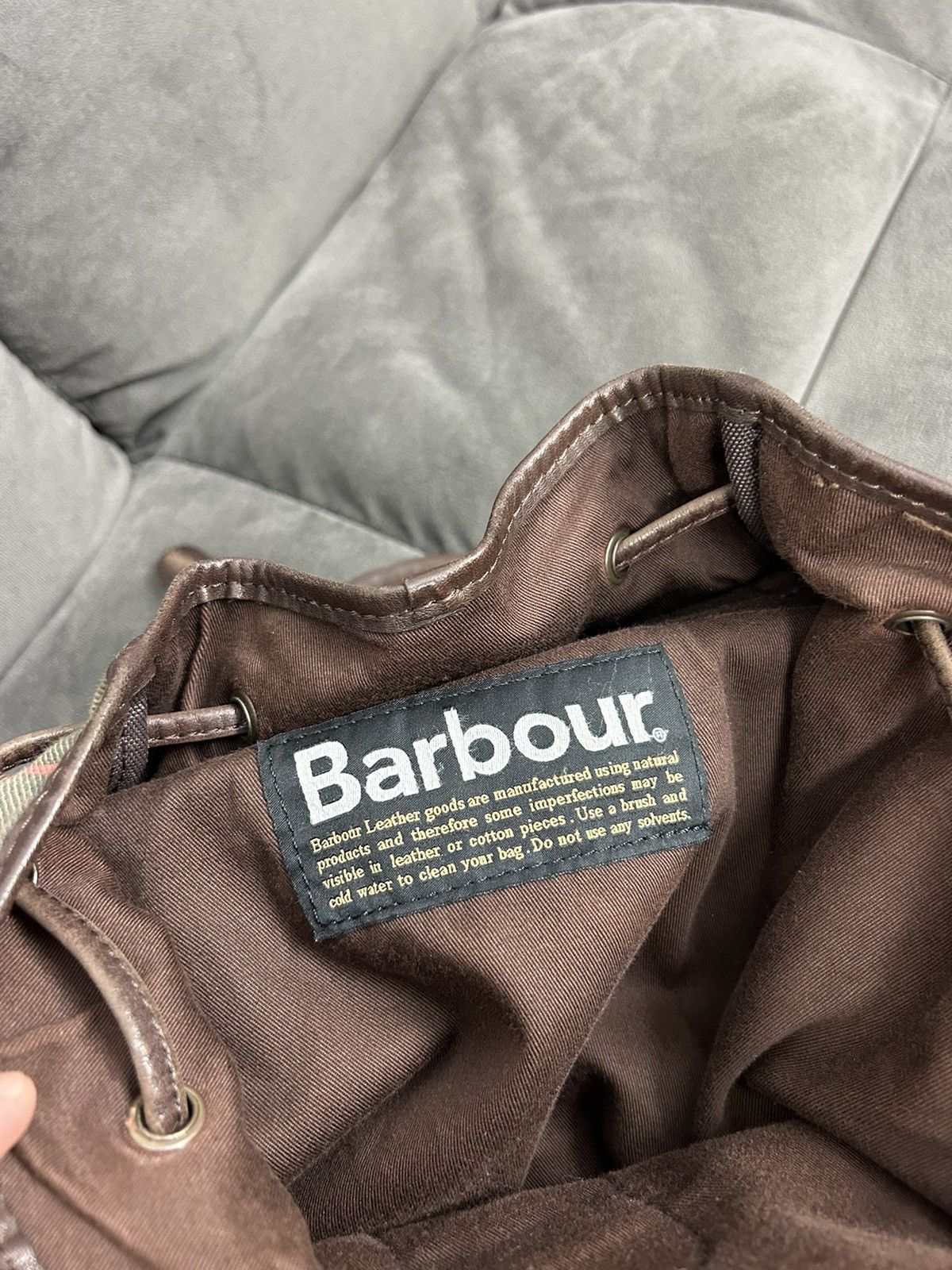 Barbour Barbour Tartan Canvas Leather Trim Backpack Vintage Size ONE SIZE - 10 Thumbnail