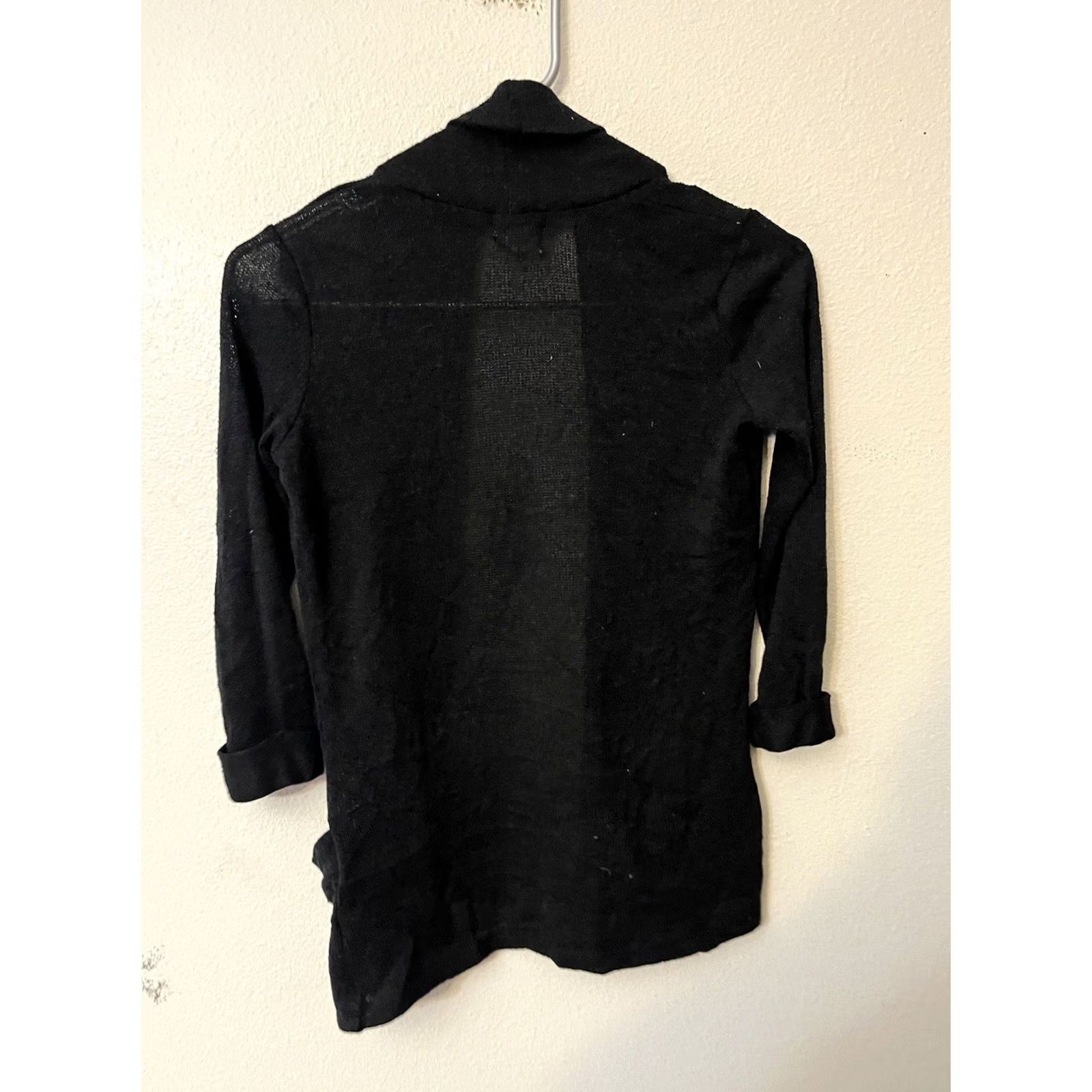 Needles VINTAGE Pins and Needles Cardigan Women XS Black Knit Cotton 3/4 Sleeve USA Sweater Size XS / US 0-2 / IT 36-38 - 3 Thumbnail