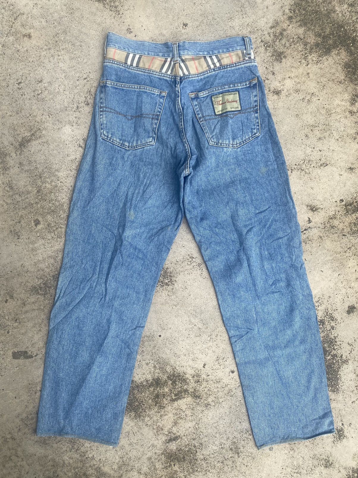 Burberry × Designer × Vintage Vintage Thomas Burberry Loose Wide Leg Jeans Size US 29 - 13 Thumbnail
