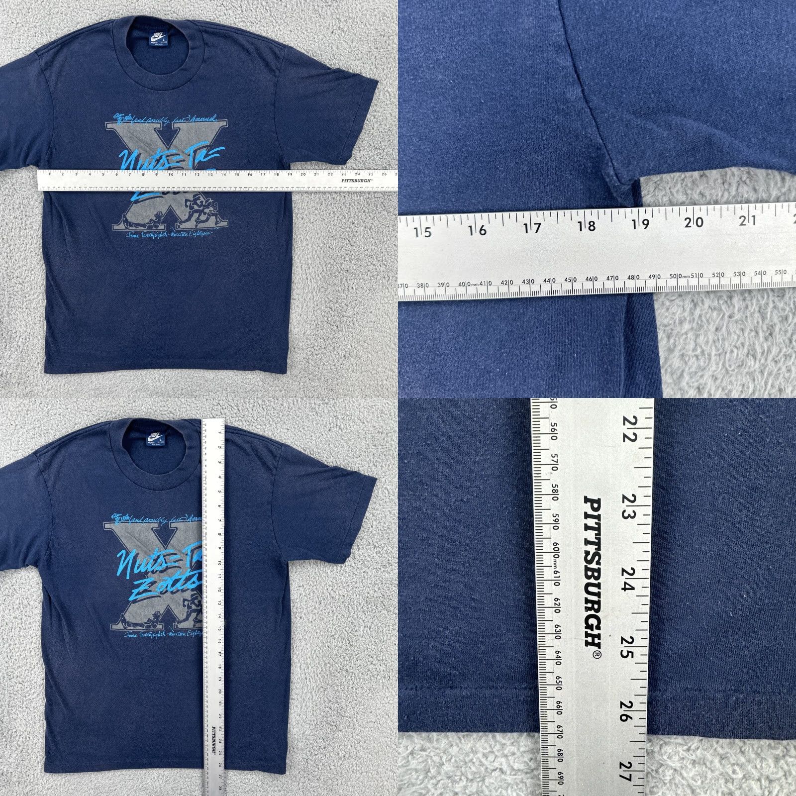 Nike VINTAGE Nike Blue Tag L Blue T Shirt SS Made In USA 1986 Nuts Ta Zotts Marathon Tee Mens Size US L / EU 52-54 / 3 - 9 Thumbnail