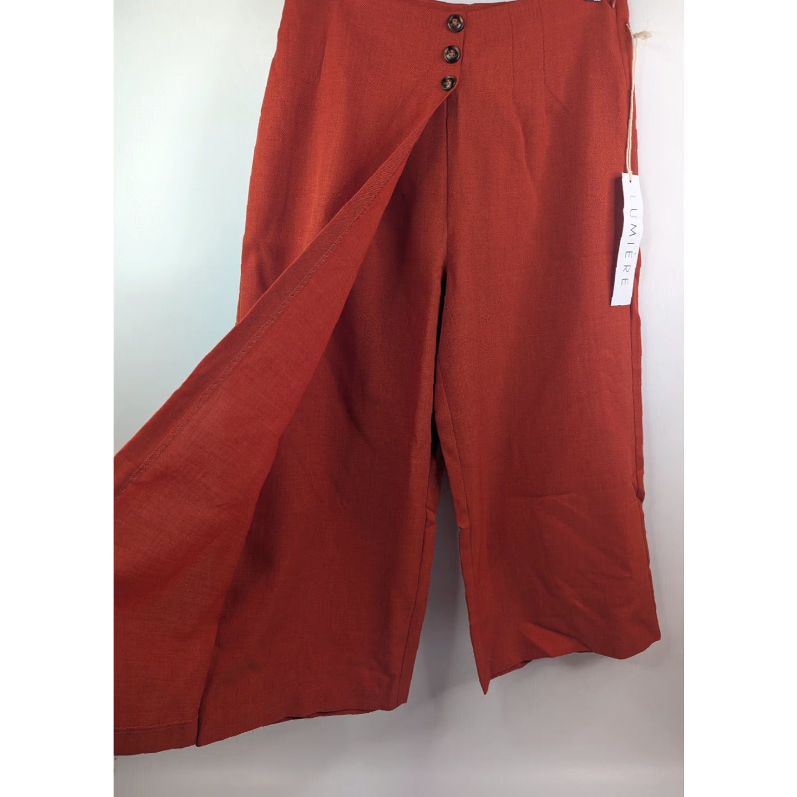 Vintage NWT Lumiere Women’s Medium Orange Faux Wrap Dress Pants Wide Leg Dress Pants Capri Women M Orange Wide Leg Regency? Size 32" / US 10 / IT 46 - 2 Thumbnail