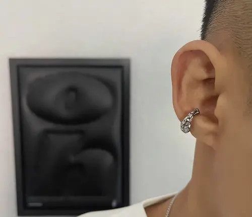 Jewelry x Vintage Irregular Earrings in Silver, Men's
