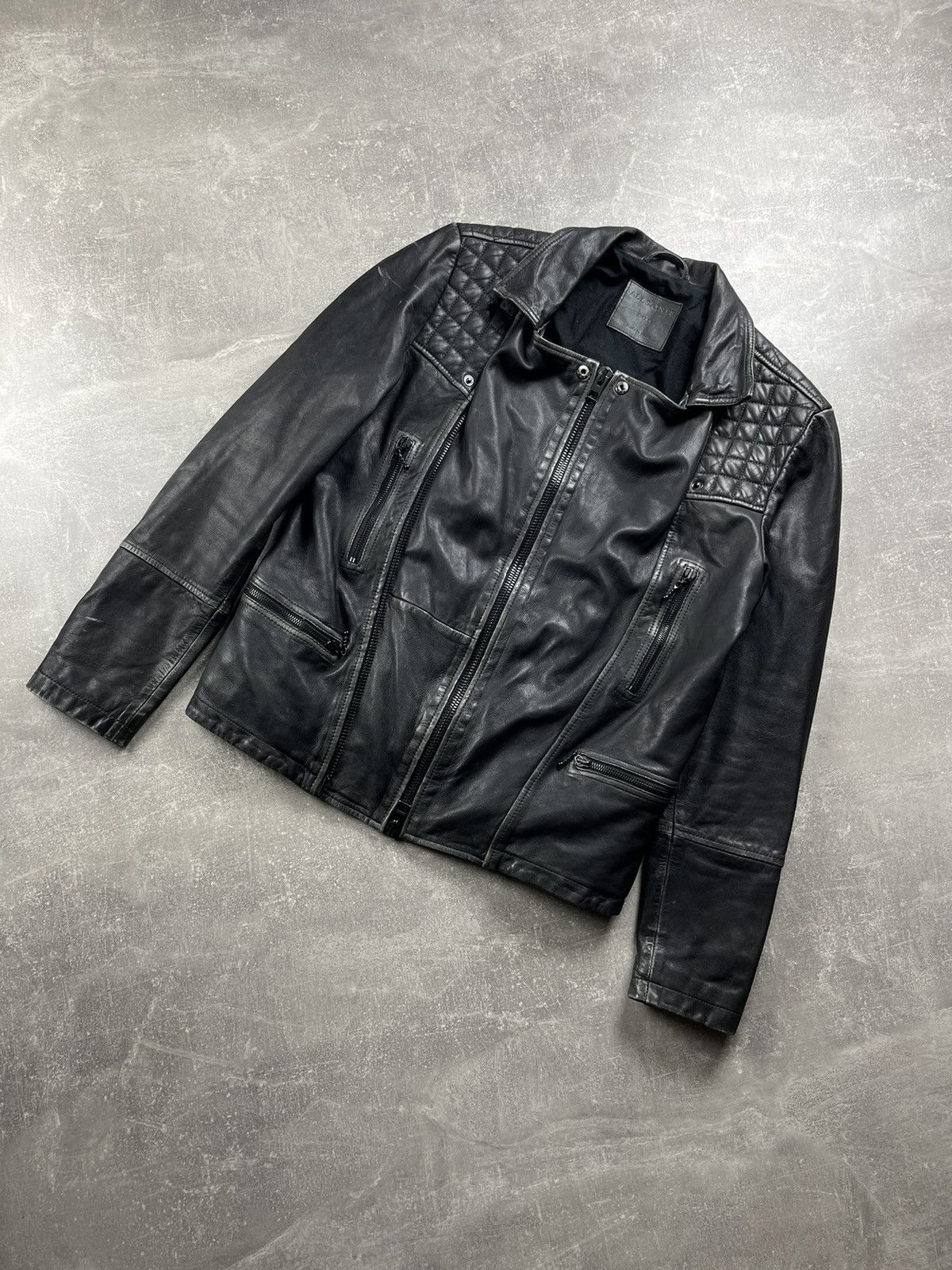 Allsaints ALLSAINTS Quilted Distressed Biker Leather Jacket 2010s Size US S / EU 44-46 / 1 - 1 Thumbnail
