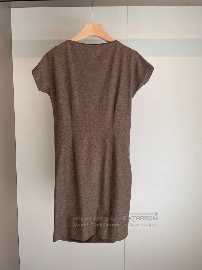 Brunello Cucinelli Brunello Cucinelli Beige Raw Wool Dress Size S / US 4 / IT 40 - 2 Thumbnail