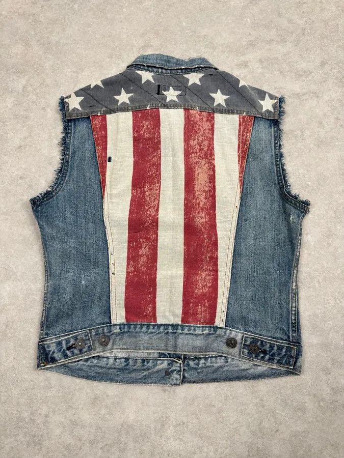 Polo Ralph Lauren 2000s Ralph Lauren USA Flag Denim Vest Jacket Size XS / US 0-2 / IT 36-38 - 1 Thumbnail