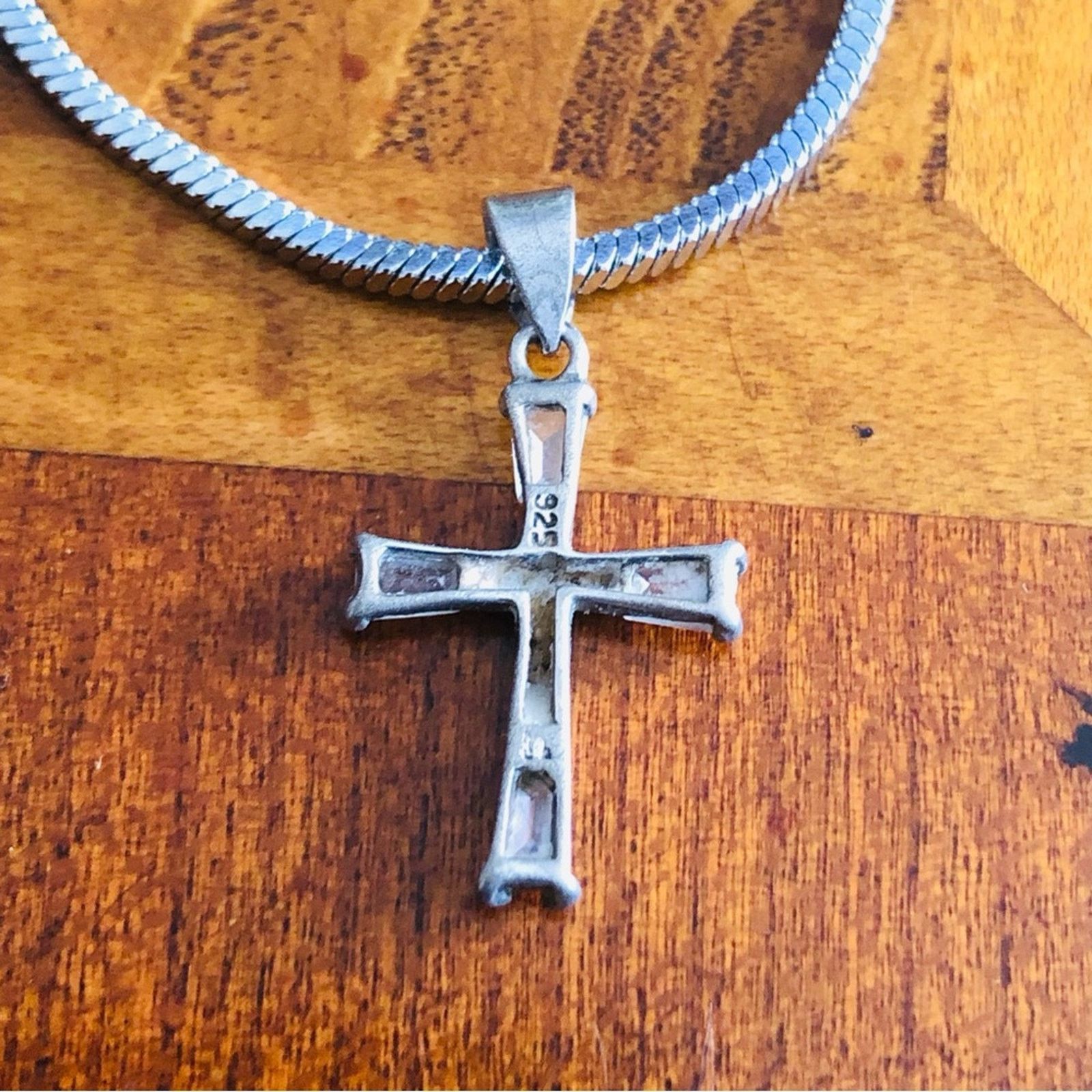 Vintage Vintage tapered baguette cubic zirconia 925 cross on chain Size ONE SIZE - 12 Thumbnail