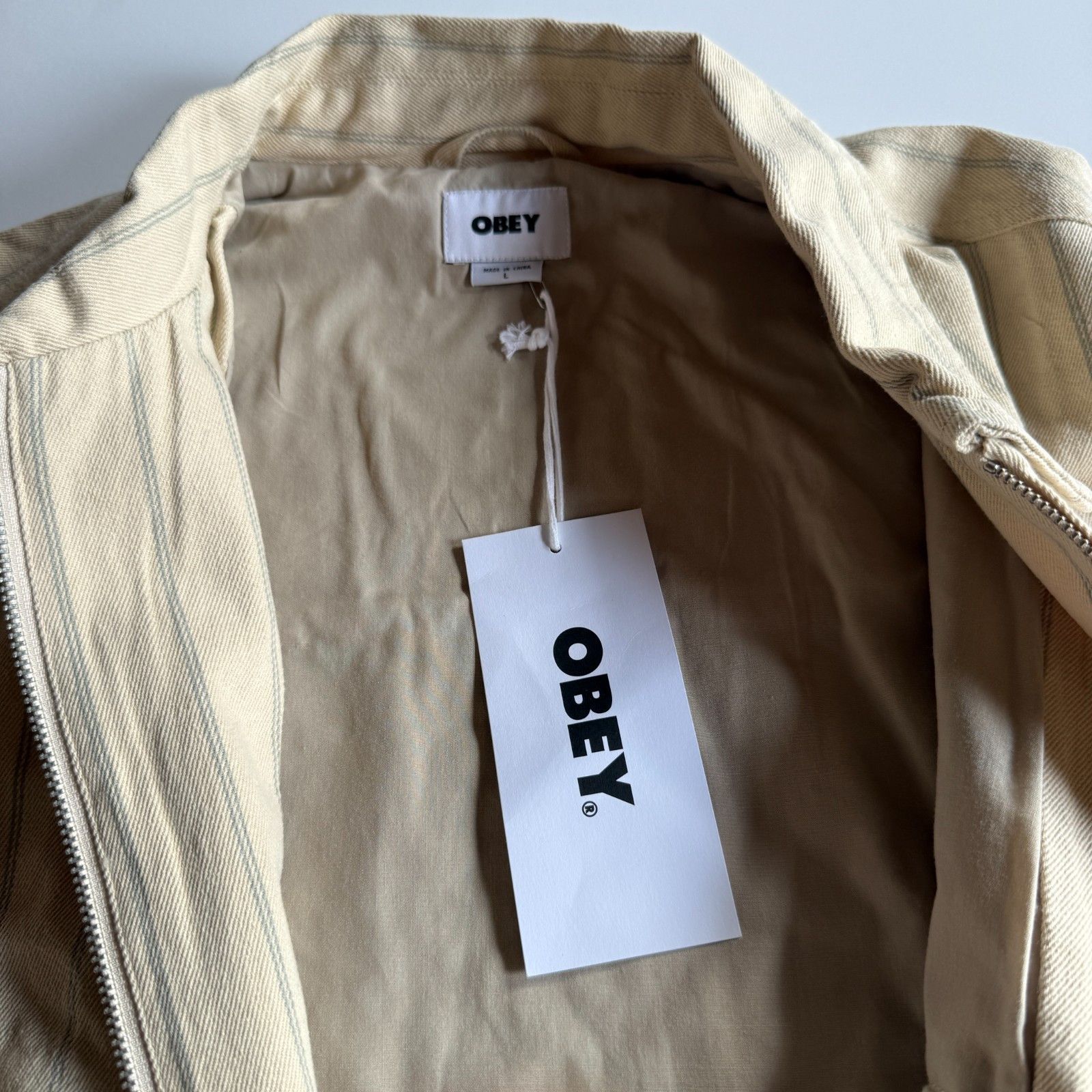 Obey Obey Stripe Zip-Up Jacket in Pelican Multi Beige Size US L / EU 52-54 / 3 - 5 Thumbnail