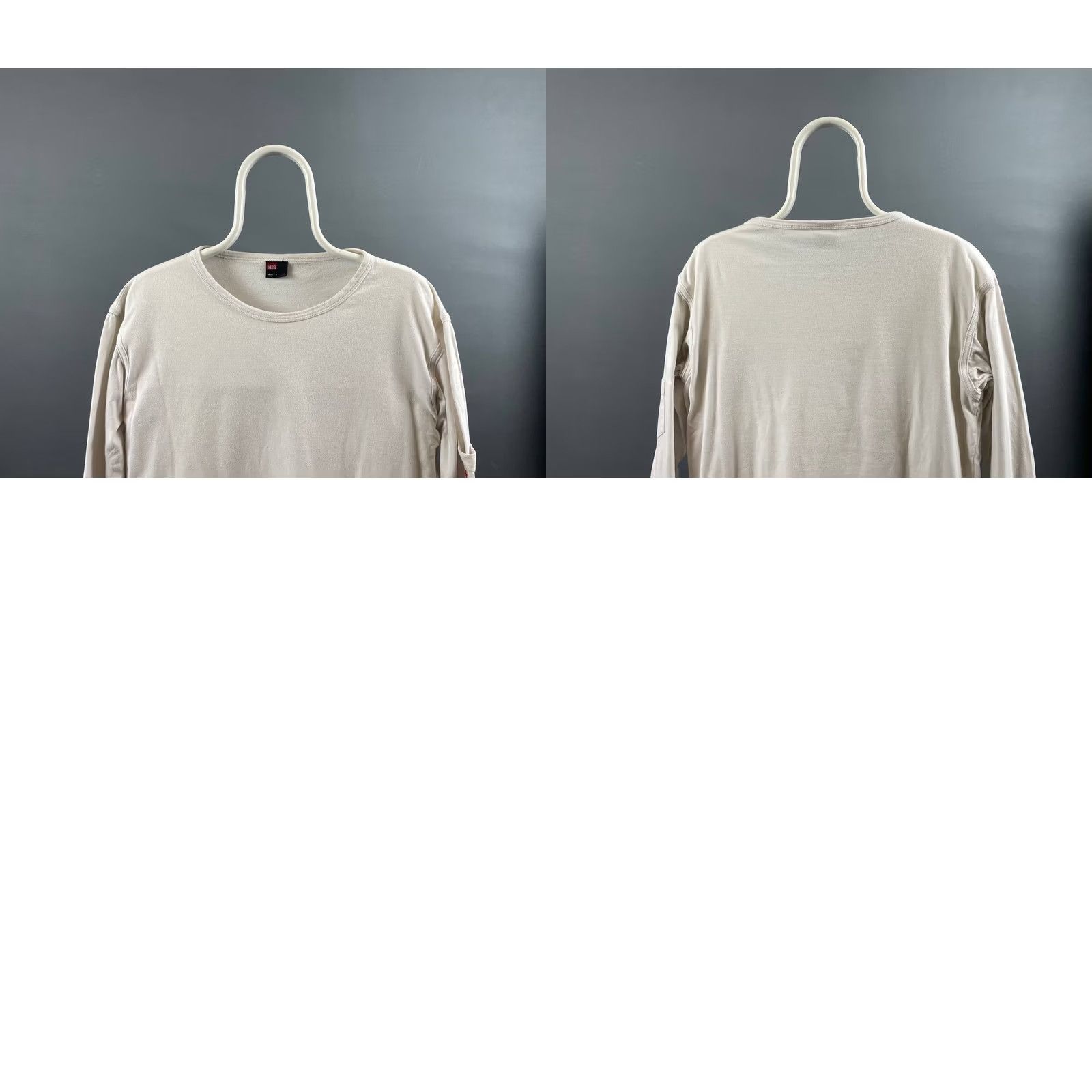 Diesel Diesel Men T-Shirt White Cotton Long Sleeve Crew Neck Stretch Pullover Size US M / EU 48-50 / 2 - 8 Thumbnail