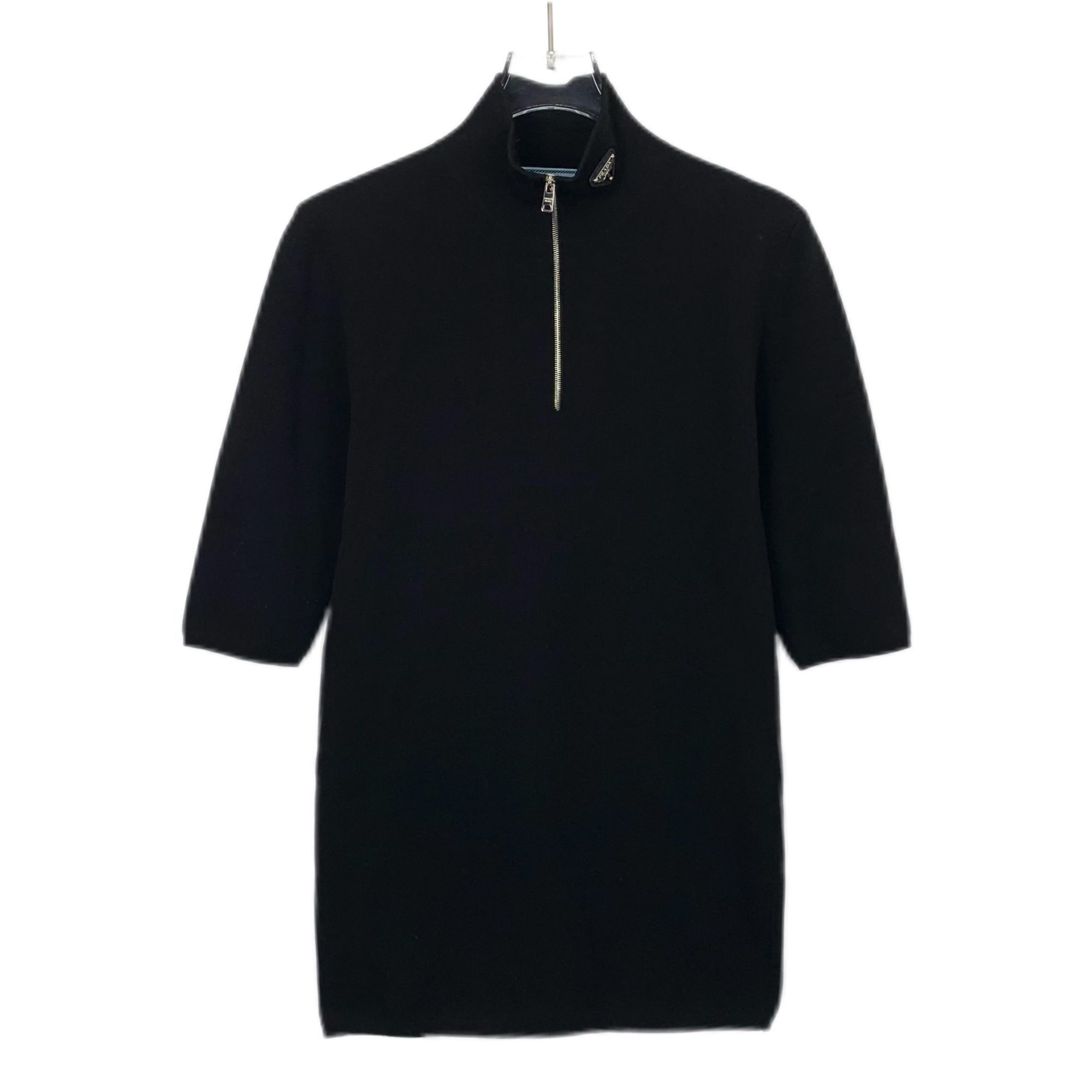 Prada X9309 Prada black logo triangle logo wool knit short sleeves Size US M / EU 48-50 / 2 - 1 Thumbnail
