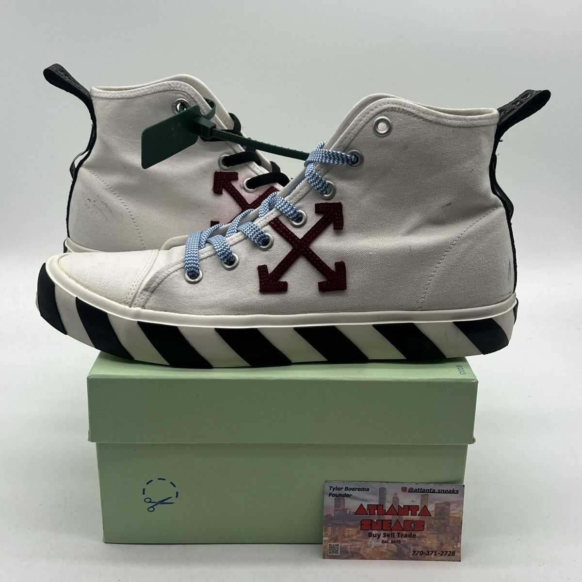 Off-White Off white vulc sneaker mid white burgundy Size US 12 / EU 45 - 1 Thumbnail