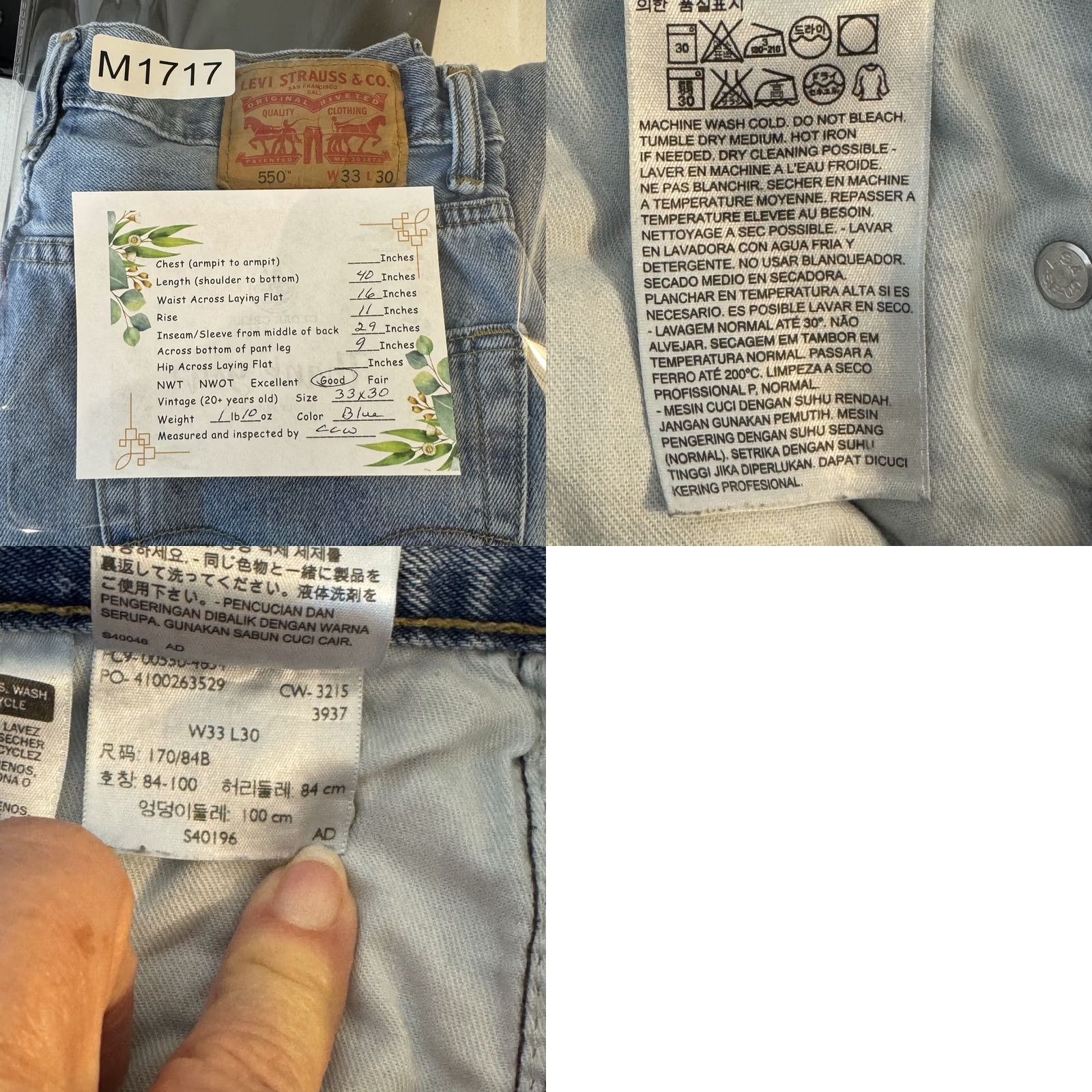 Levi's Levi’s 550 Relaxed Fit Jeans Men 33x30 Blue Denim Mid-Rise Straight Leg Zip Fly Size US 33 - 8 Thumbnail