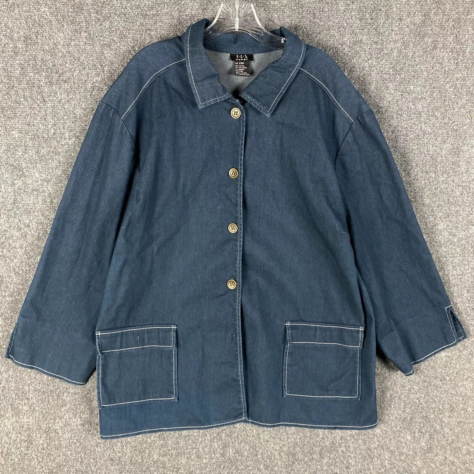 Other RQT Jacket Women's 24W Cotton Blend Blue Long Sleeve Adults Size 4XL / US 24-26 - 1 Thumbnail