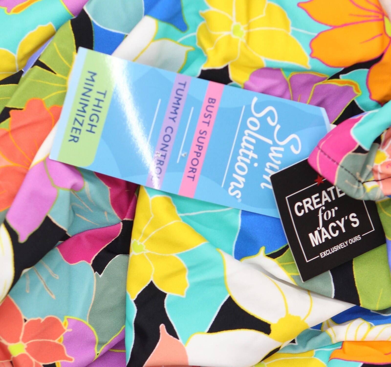 Other Nwt Swim Solutions Piece Swimsuit Floral Frenzy Blue 24w Size ONE SIZE - 3 Thumbnail