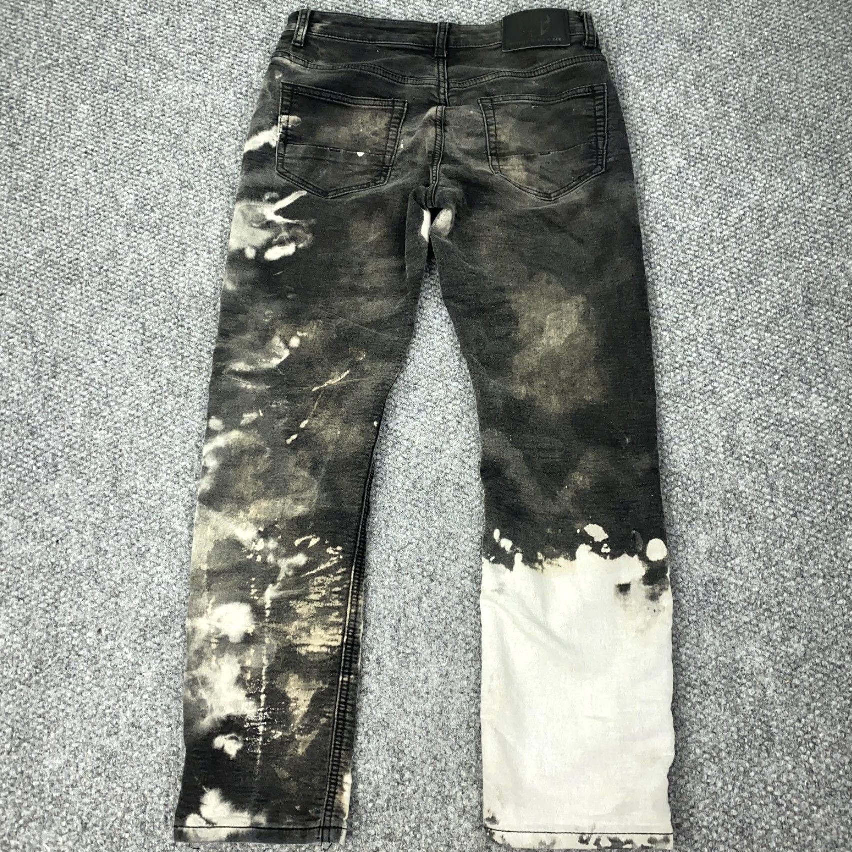 Denime VGB Vintage Genes Black Jeans Mens 30x27 Black Bleach Splatter Slim Fit Denim Size US 30 / EU 46 - 7 Thumbnail