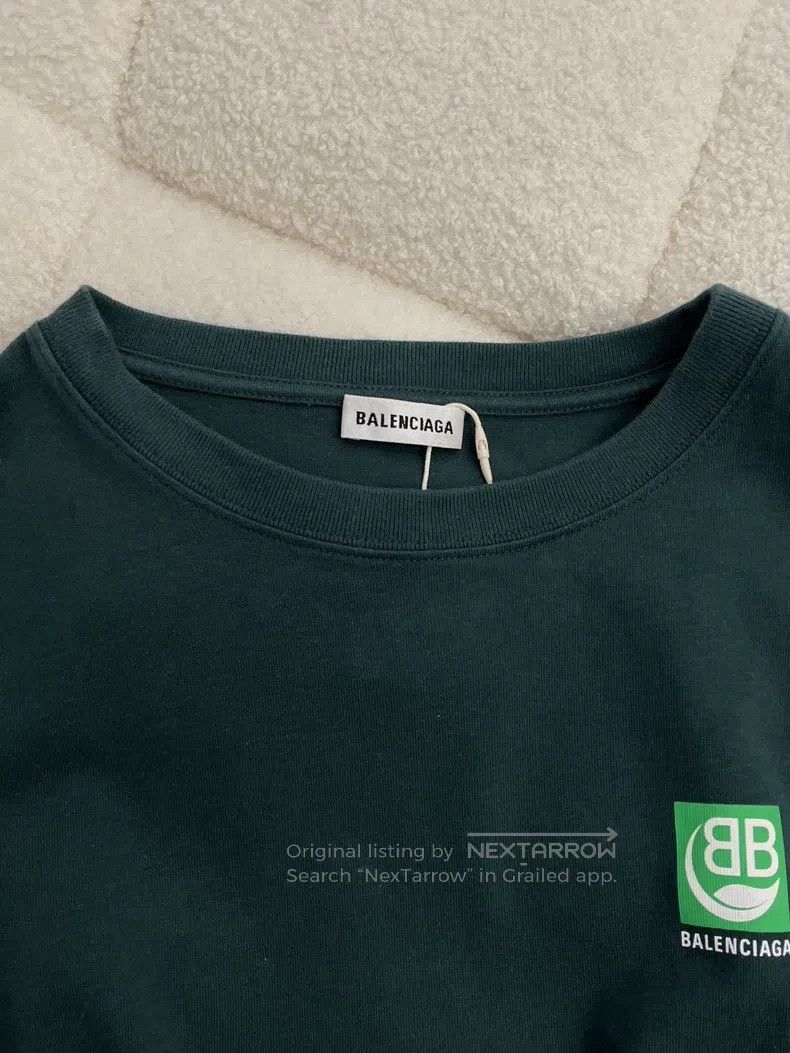 Balenciaga Balenciaga Green Short Sleeve T-Shirt Size US L / EU 52-54 / 3 - 3 Thumbnail