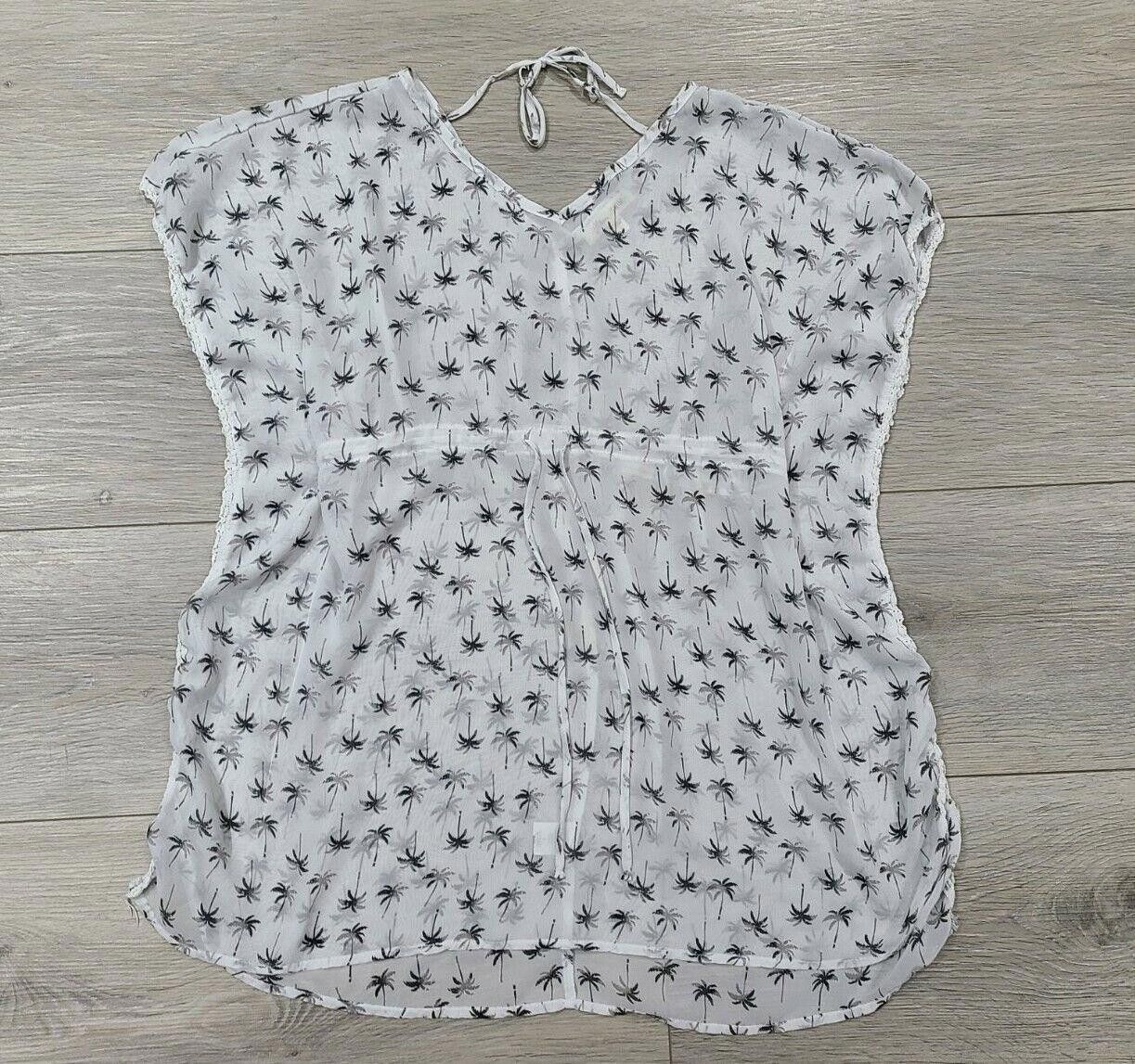 Other Miken Swim Cover Up Large White Sheer With Palm trees Size ONE SIZE - 2 Thumbnail