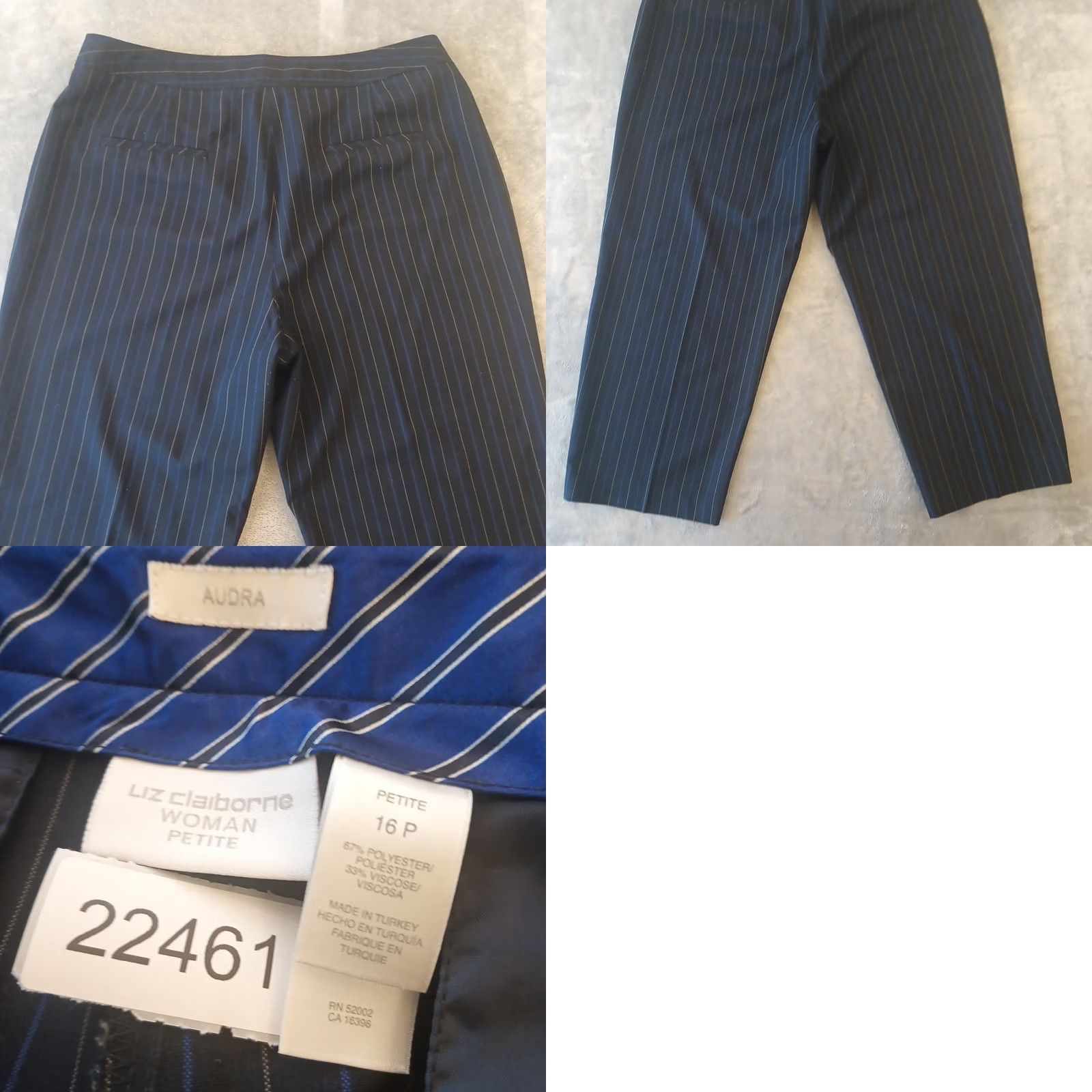 Liz Claiborne Liz Claiborne Audra Striped Pants Womens Size 16P Blue Size 38" / US 16 / IT 52 - 8 Thumbnail