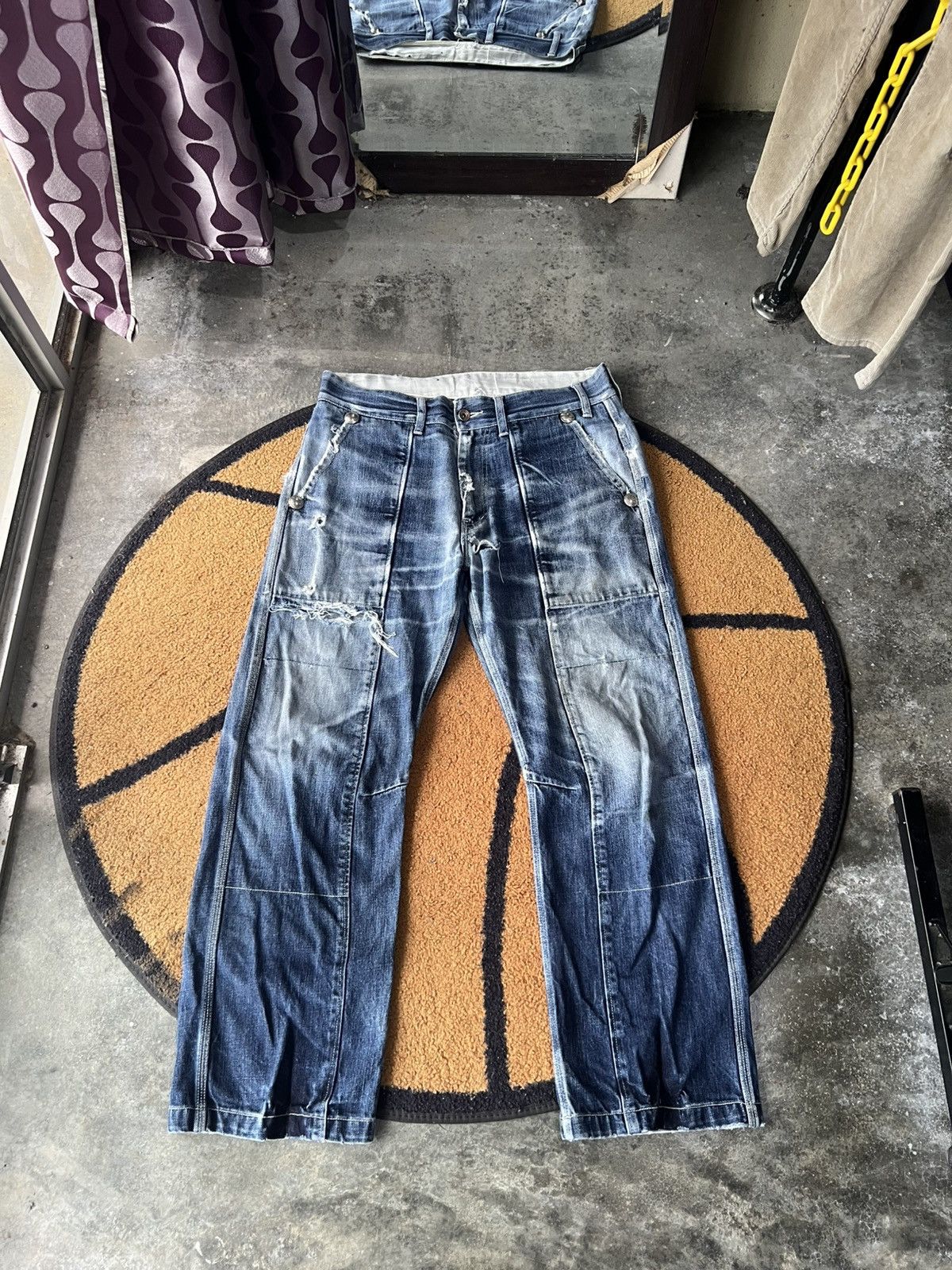 Japanese Brand 🔥Rare Gemstone Kapital Style Distressed Denim Size US 34 / EU 50 - 2 Thumbnail