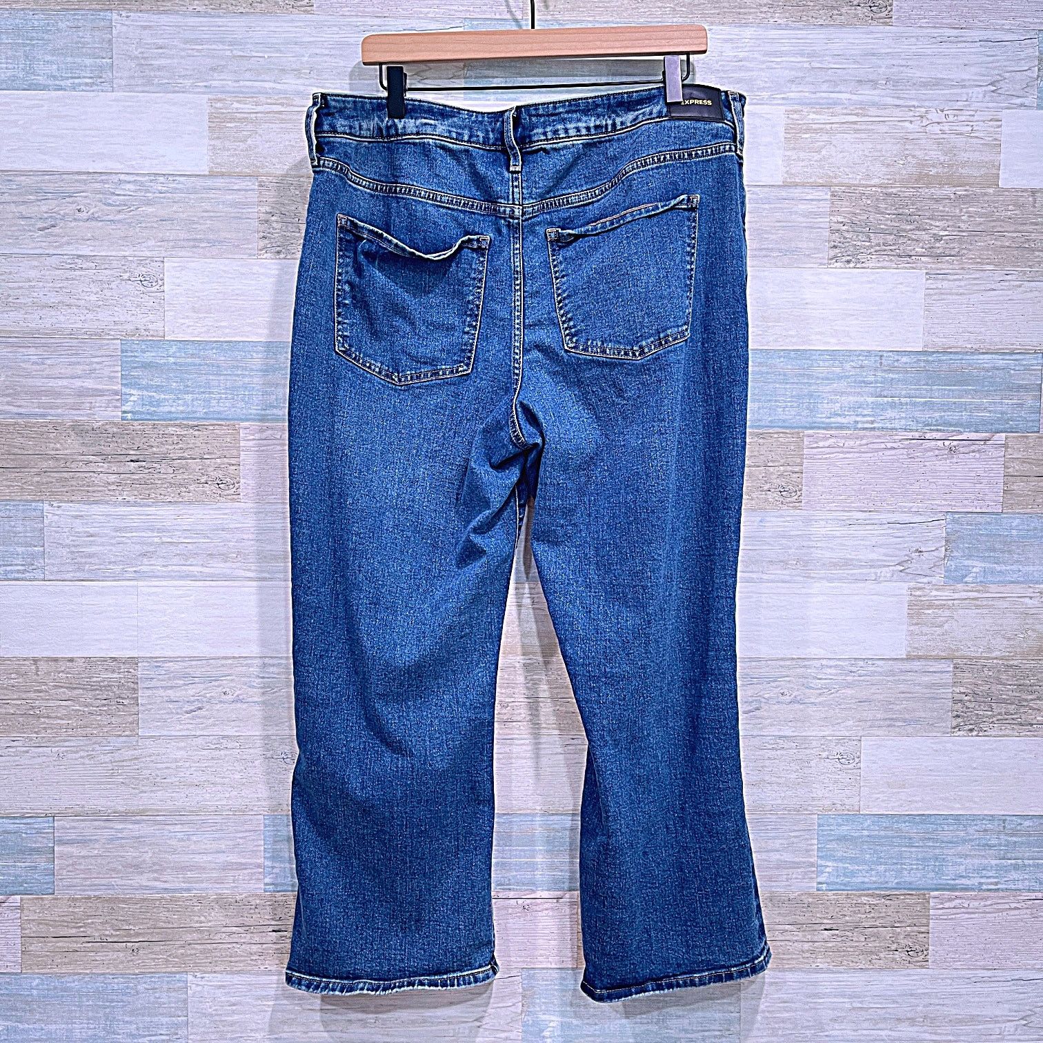 Express EXPRESS Ripped Mid Rise 90s Ankle Boot Jeans Womens 14 14R Size 36" / US 14 / IT 50 - 4 Thumbnail