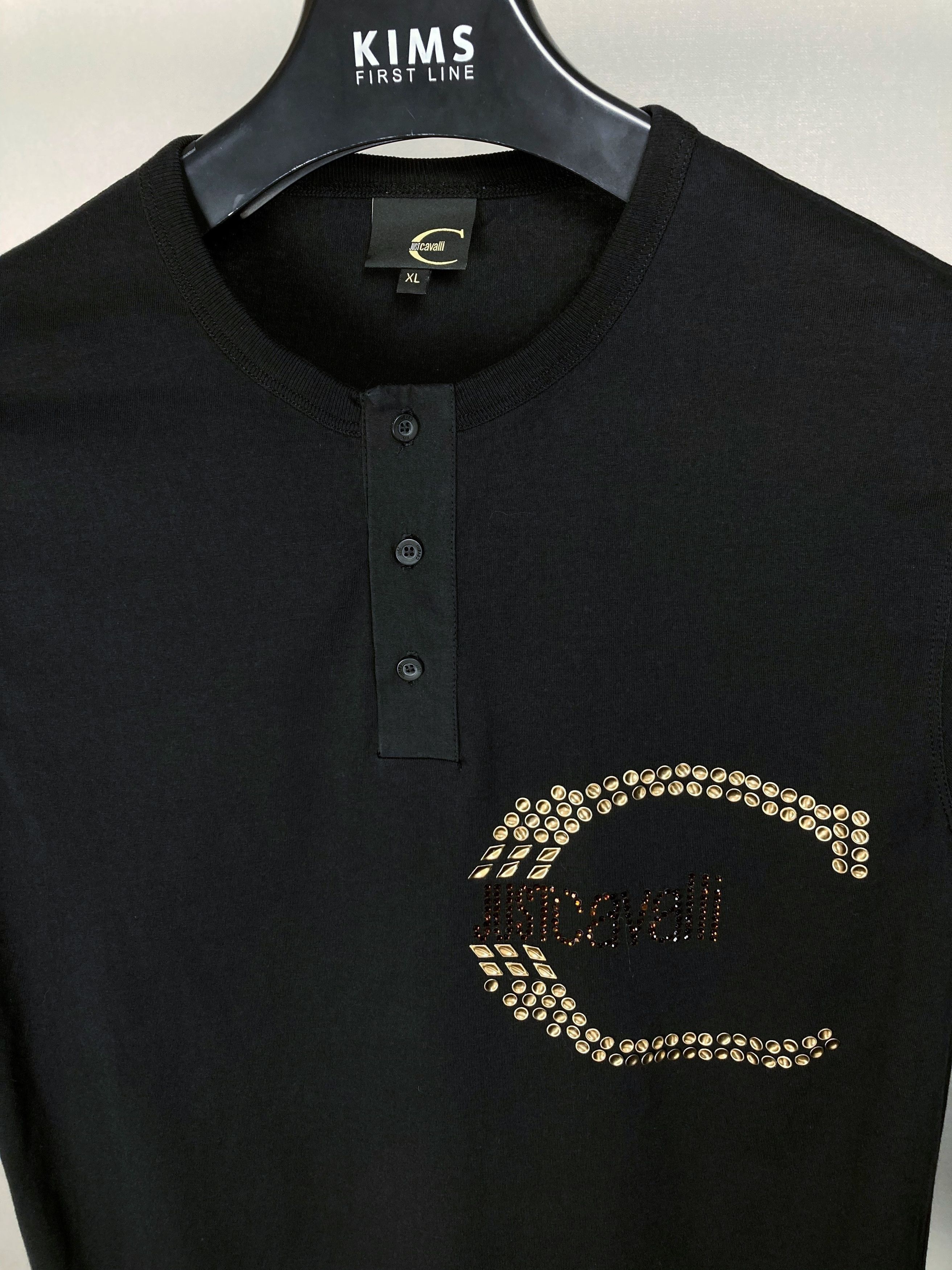 Just Cavalli Just Cavalli Big Logo Button Up Black T Shirt Vintage 90s Size US S / EU 44-46 / 1 - 3 Thumbnail