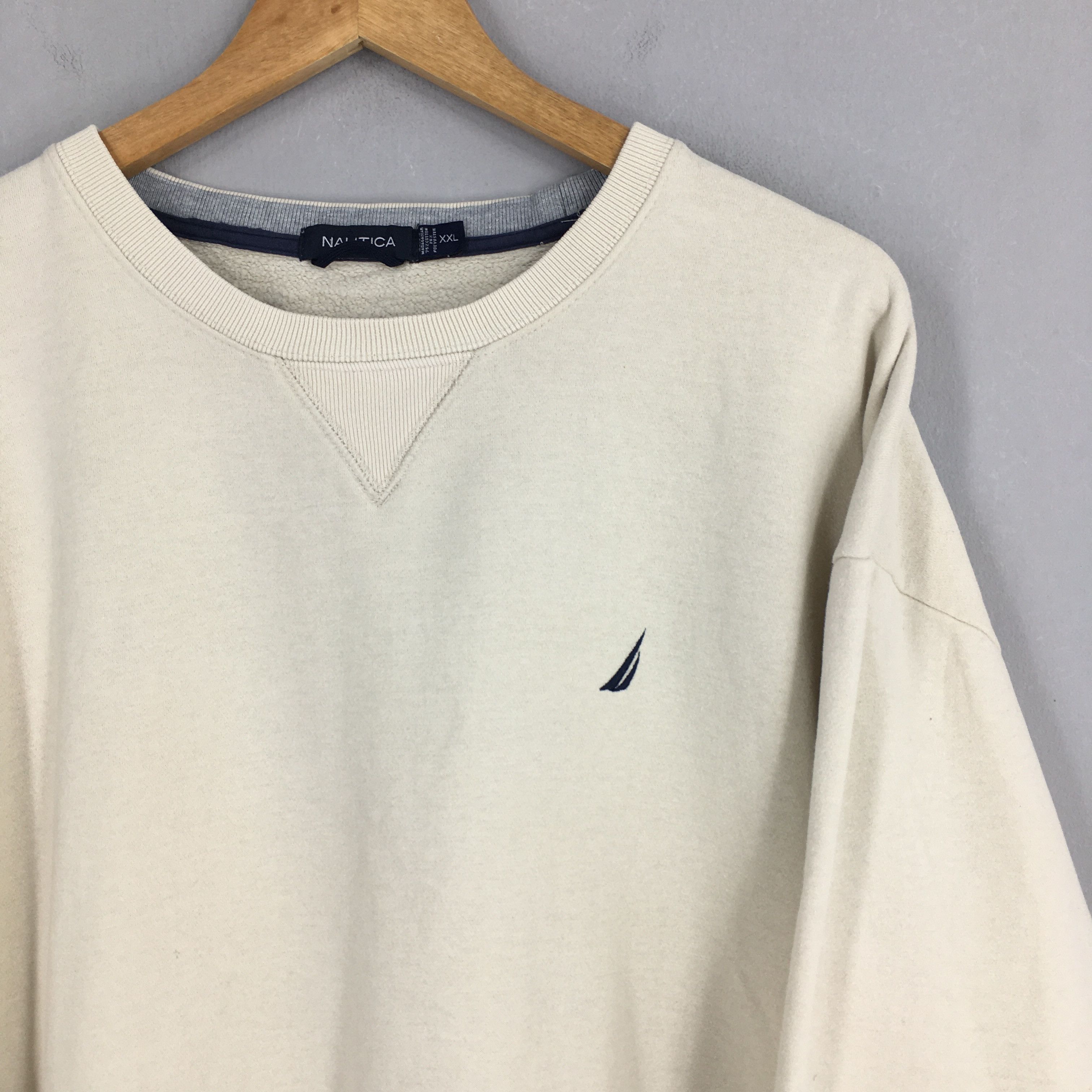 Nautica × Vintage Vintage 90's Nautica Cream Sweatshirt XXLarge Size US XXL / EU 58 / 5 - 2 Thumbnail