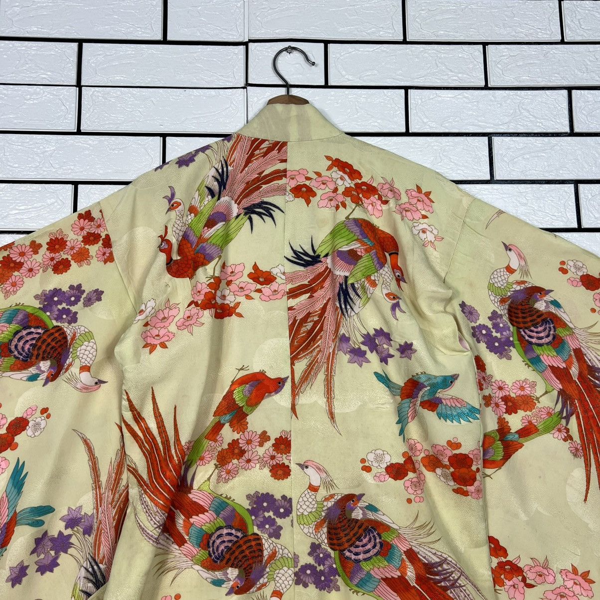 Japanese Brand Vintage Kimono Motif Design Phoenixes Florals #4152-C190 Size M / US 6-8 / IT 42-44 - 15 Thumbnail