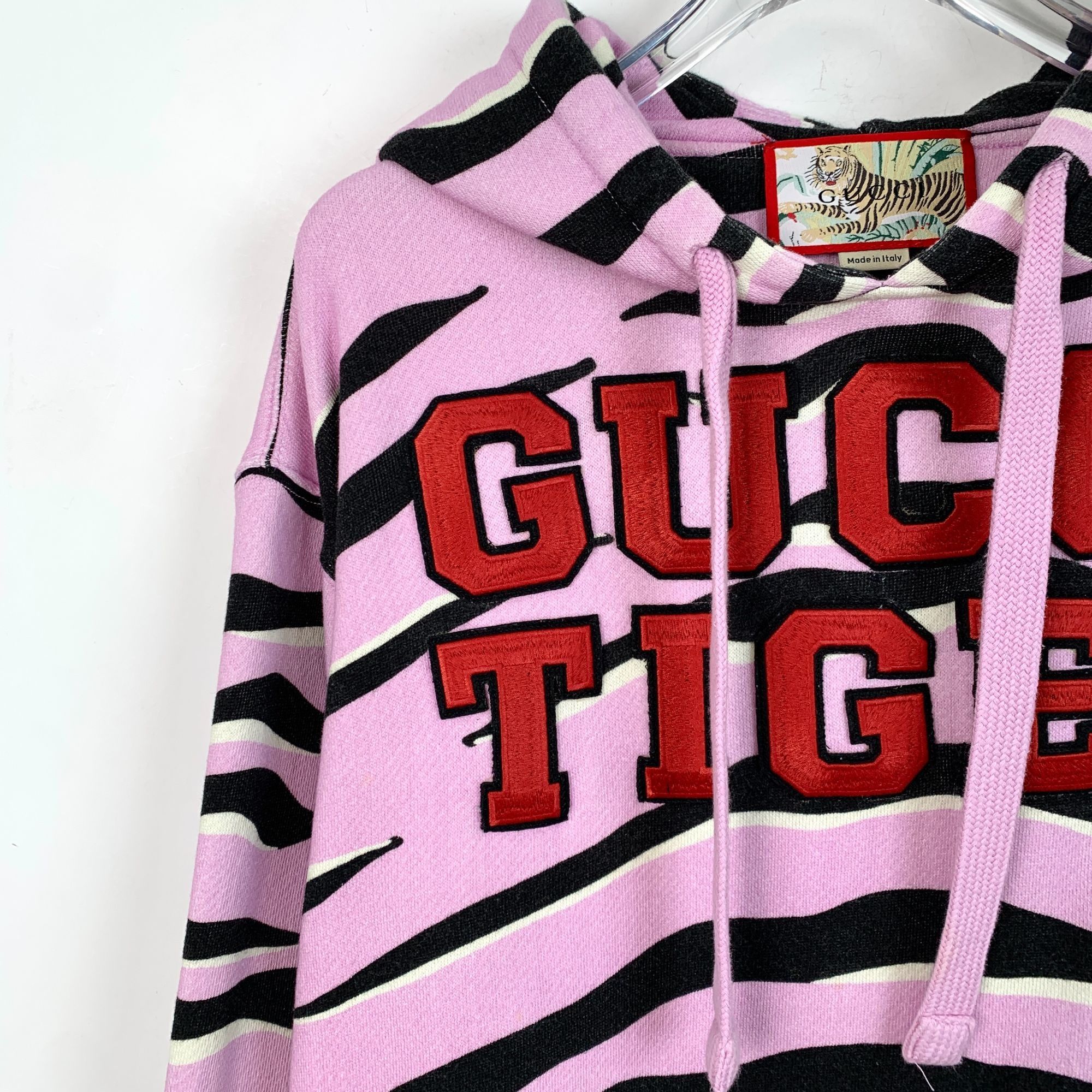 Gucci Gucci Tiger Print Pink & Black Striped Cotton Hoodie S Size S / US 4 / IT 40 - 10 Thumbnail