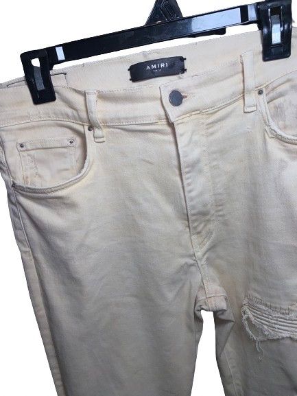 Amiri Cream Amiri MX1 Ripped Patch Style Cream Denim W34 Size US 34 / EU 50 - 12 Thumbnail