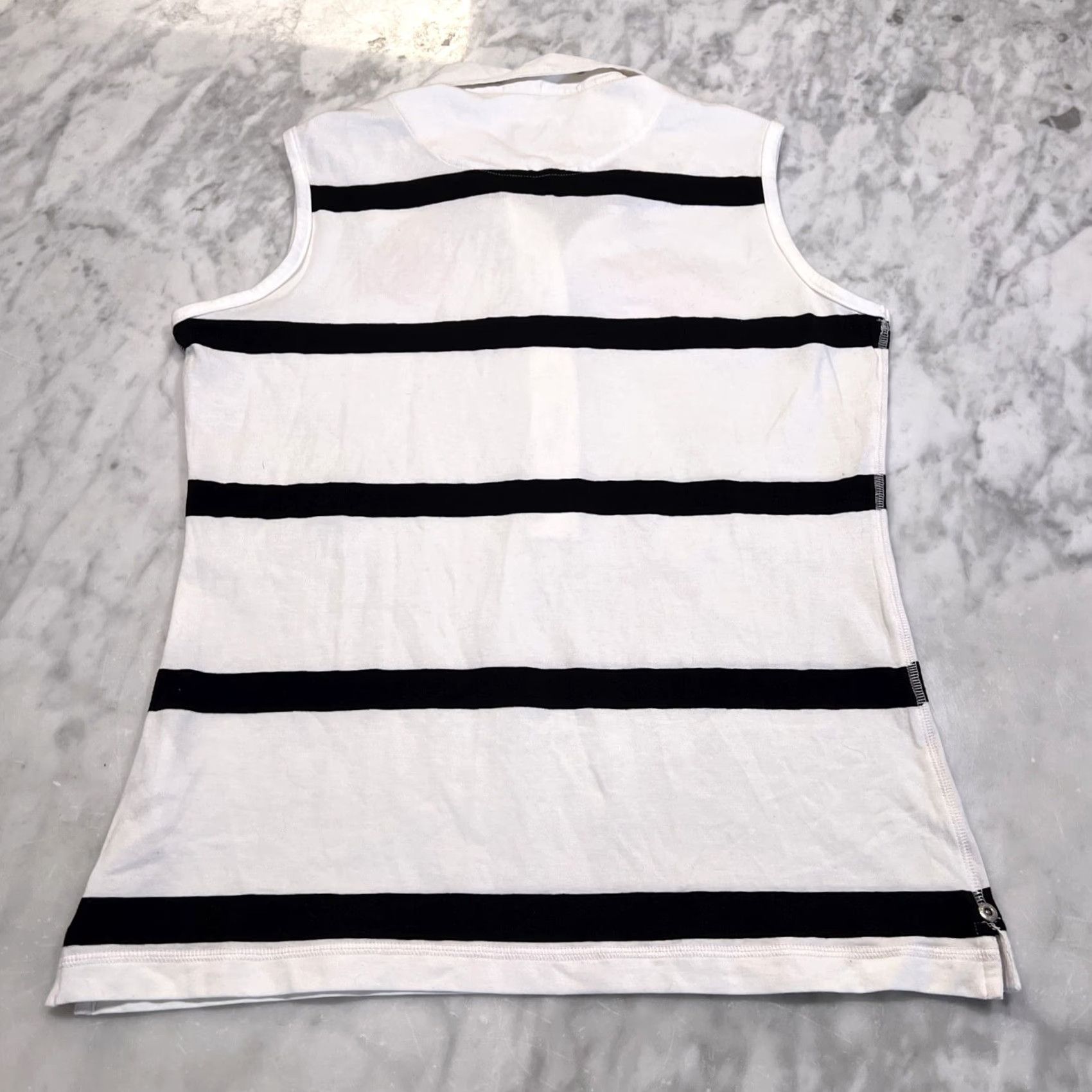 Vintage Black & White Abacus Manitoba Sleeveless Polo M Womens Black White Stripes Solheim Cup New Tag Size M / US 6-8 / IT 42-44 - 4 Thumbnail