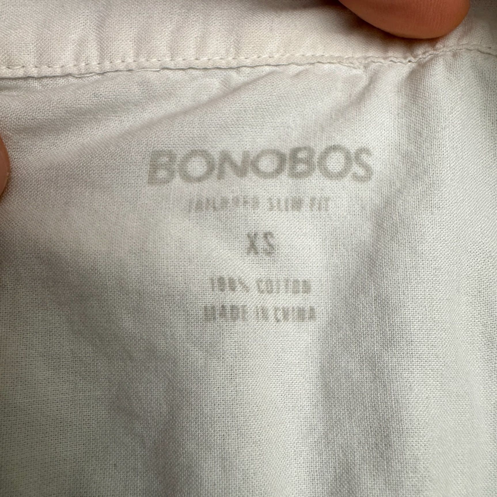 Bonobos Bonobos Slim Fit Button Down Shirt Mens XS White Long Sleeve Cotton Casual Size US XS / EU 42 / 0 - 7 Thumbnail