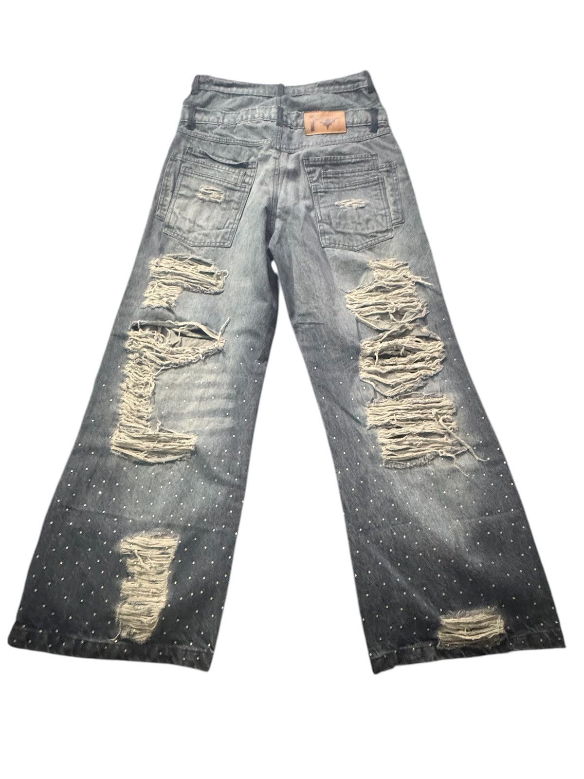 Japanese Brand Double waisted rhinestone ripped jeans Size US 36 / EU 52 - 3 Thumbnail