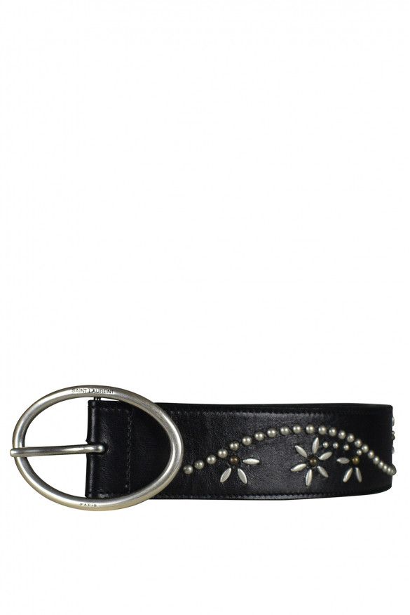 小物 Ysl studded leather belt Saint-Laurent-Studded-Leather-