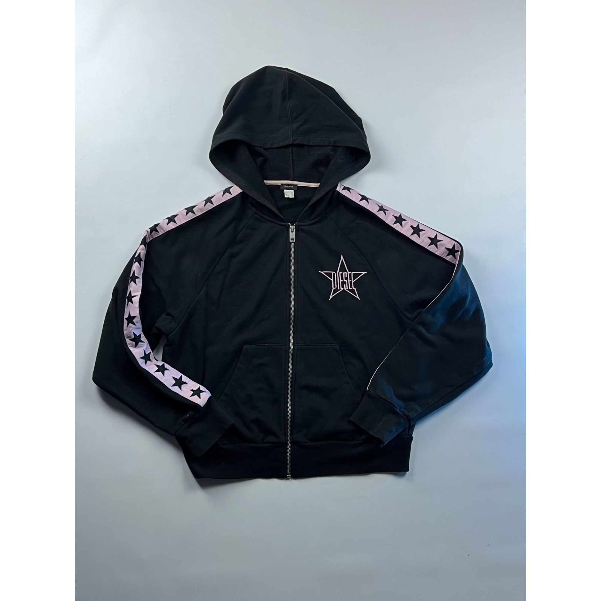 Diesel × Vintage Diesel Womens Black & Pink Zip Hoodie Size L / US 10 / IT 46 - 1 Thumbnail