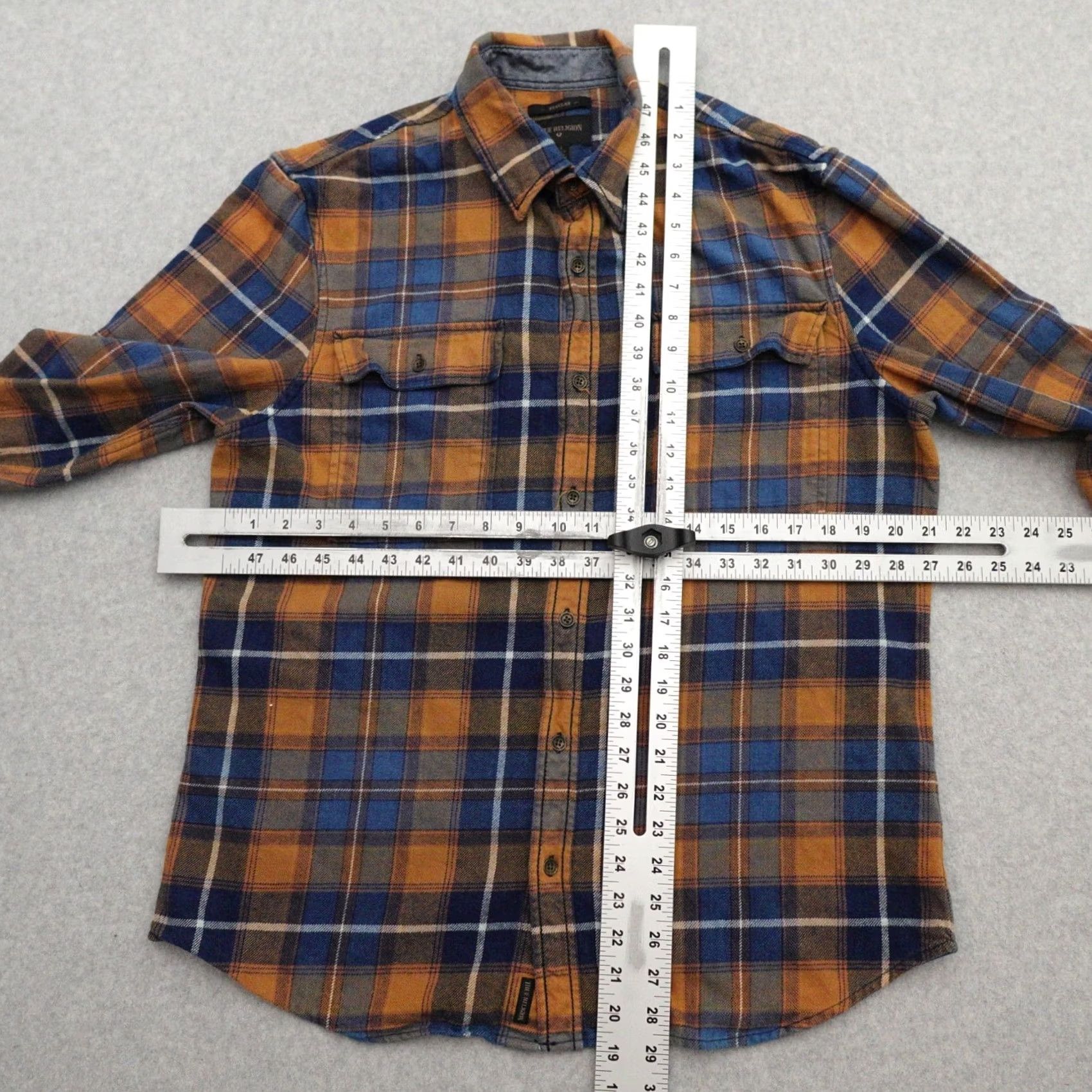 True Religion True Religion Mens Large (29X21) Plaid Button Up Long Sleeve Shirt Blue & Brown Size US L / EU 52-54 / 3 - 3 Thumbnail