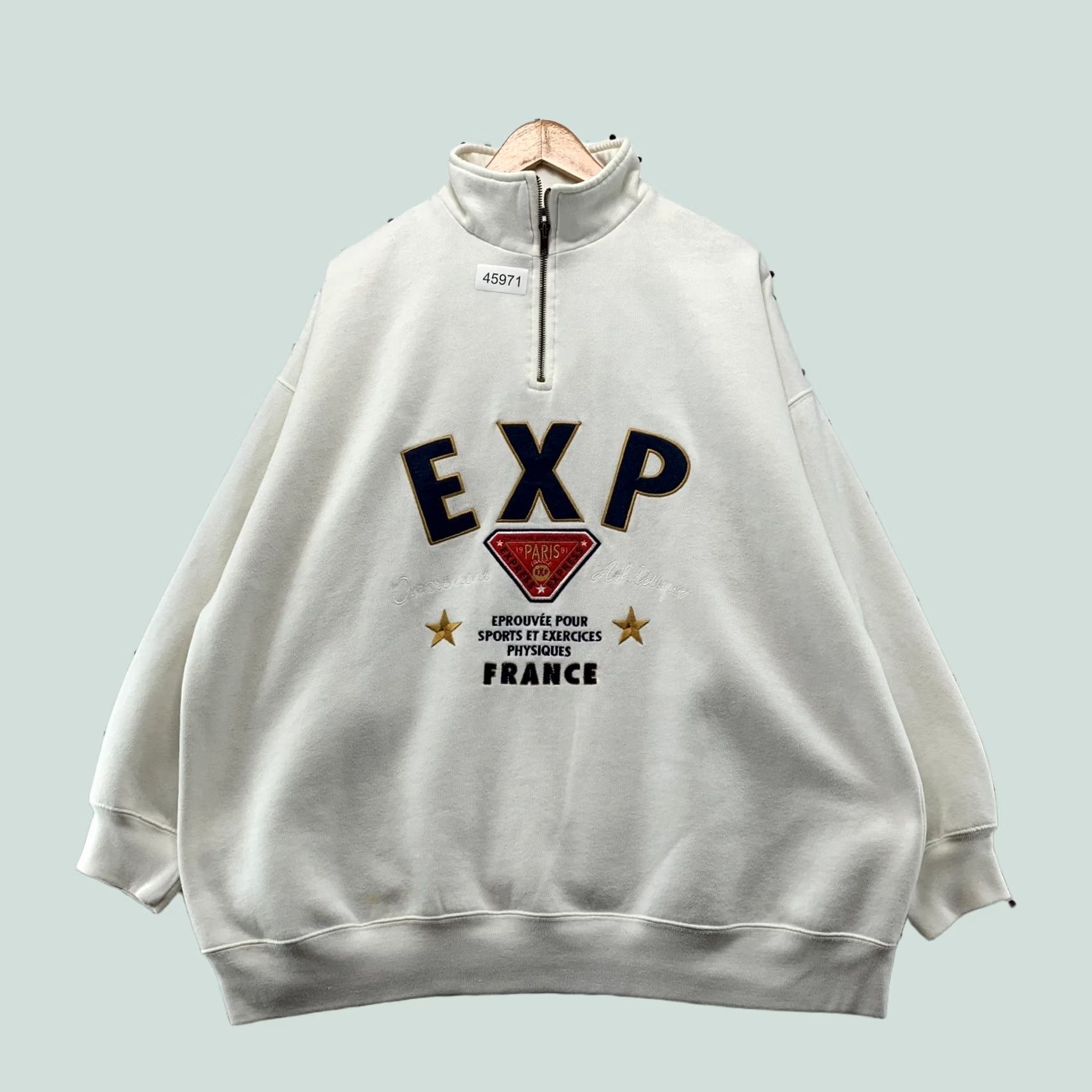 Express VINTAGE Express Sweatshirt Mens XL White Oversized 1/4 Zip Fleece Embroidered Size US XL / EU 56 / 4 - 1 Thumbnail