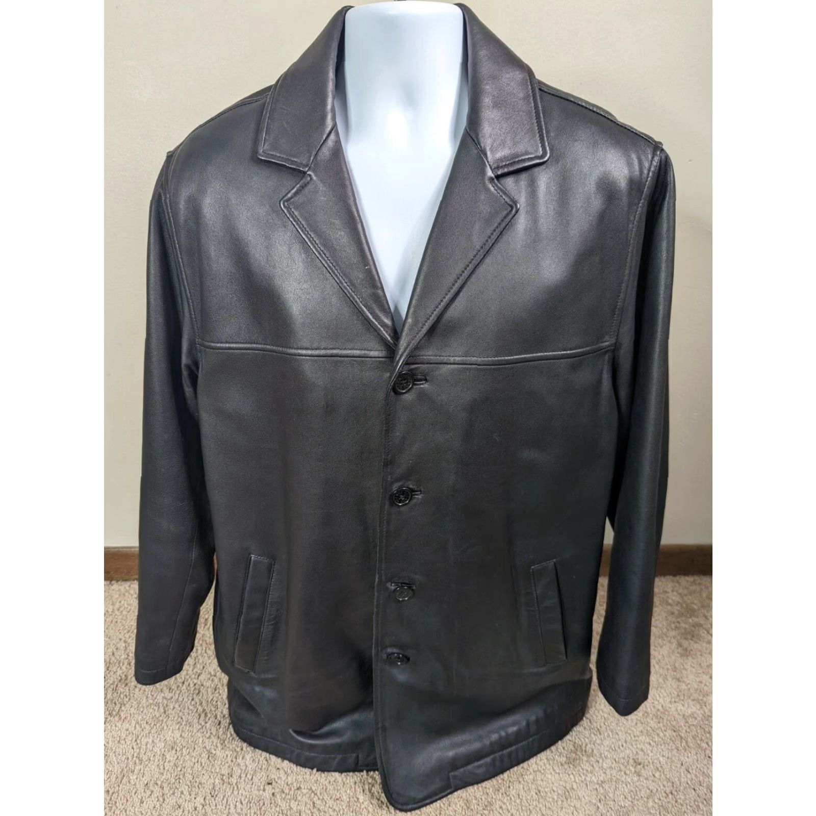 Vintage VINTAGE Cezani Leather Jacket Mens Medium Black Insulated Over Top Coat Motorcycle" Size US M / EU 48-50 / 2 - 2 Thumbnail