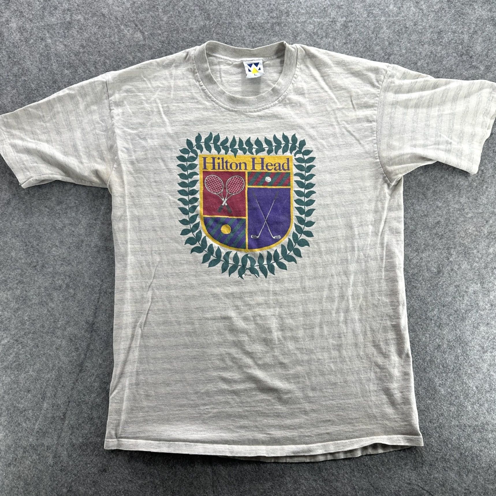 Other VINTAGE Wellington Hilton Head Shirt Mens Large Gray Crest Graphic Tee 90s Sports Travel Souvenir Mens L Gray Size US L / EU 52-54 / 3 - 2 Thumbnail