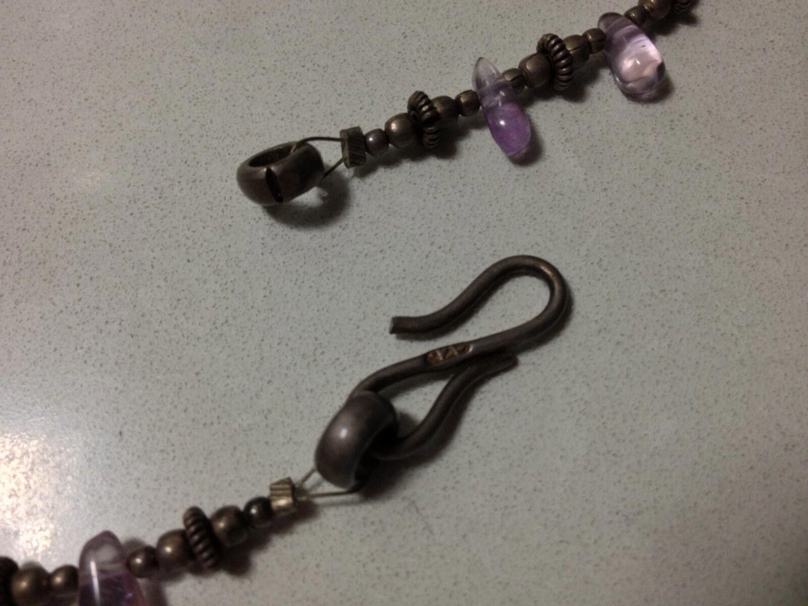 Designer Sterling Silver Amethyst Bead Necklace Size ONE SIZE - 4 Thumbnail
