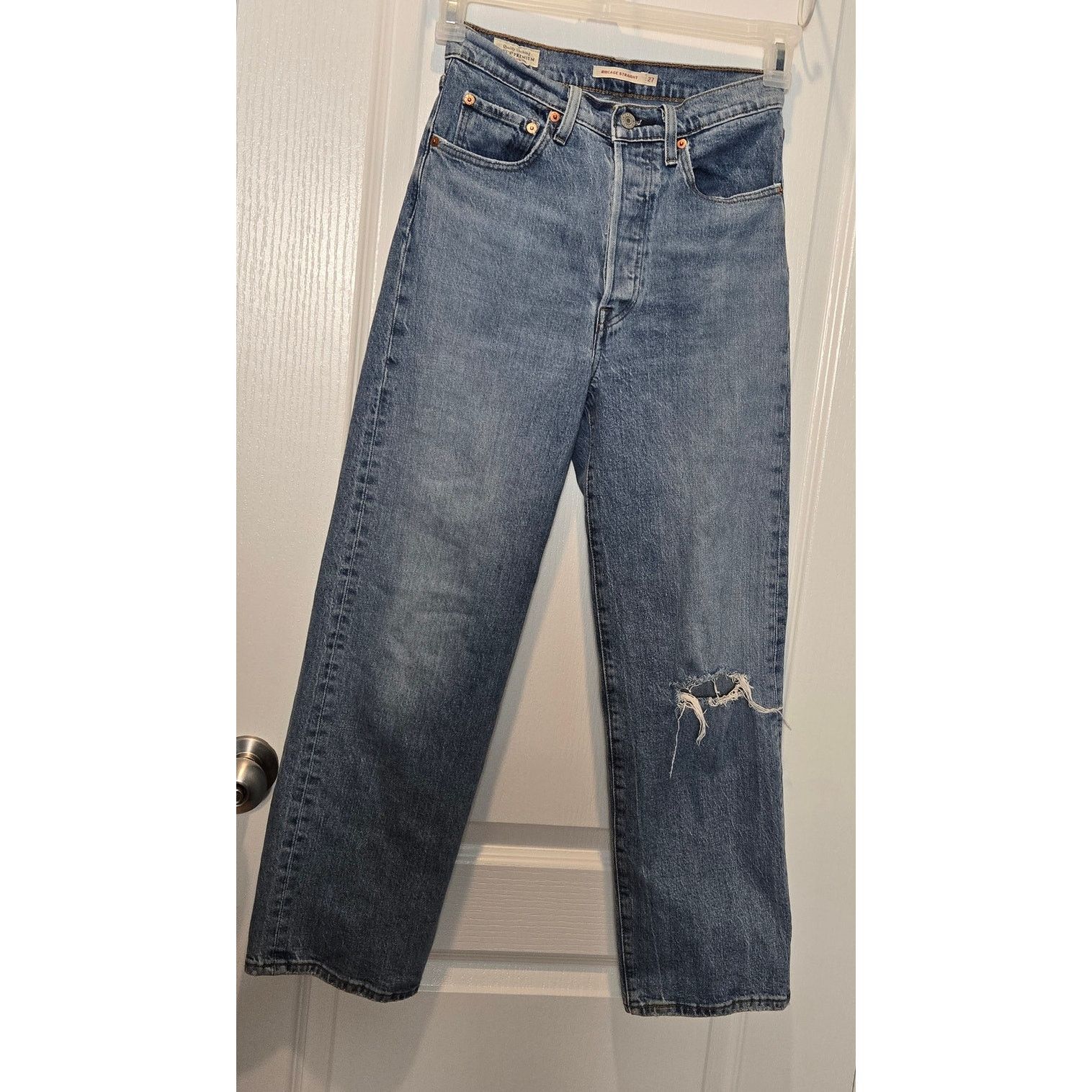 Levi's 2018 Levi's Ribcage Straight big E 27 button fly distressed Size 27" / US 4 / IT 40 - 1 Thumbnail