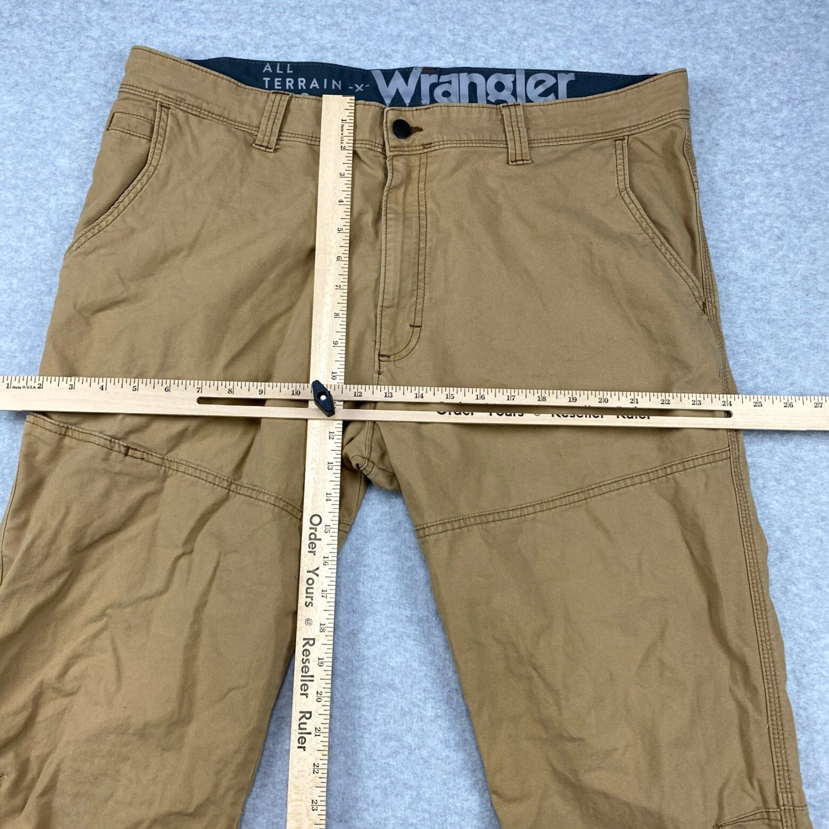Wrangler Wrangler ATG Pants Mens 40 Tan Canvas Stretch Straight 5-Pocket Utility Belt Loops Zipper Regular Fit Size US 40 / EU 56 - 4 Thumbnail