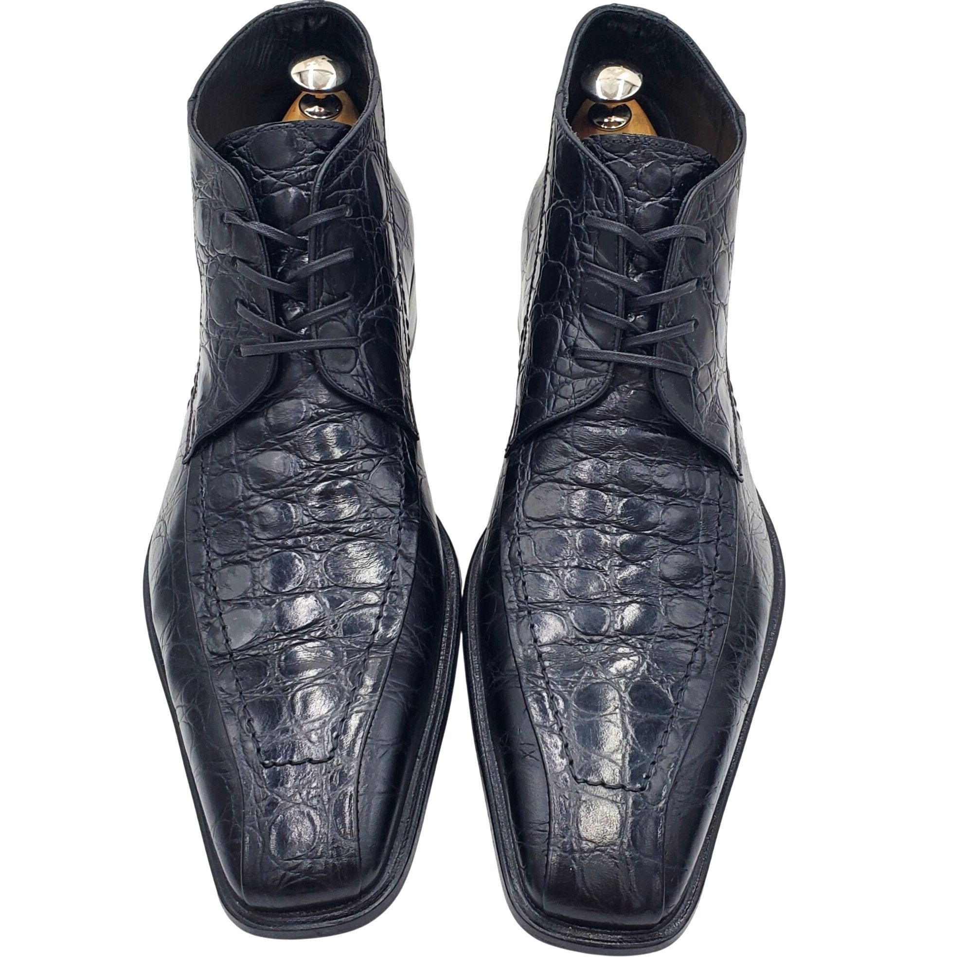 Other Italian Handmade Men's size 9 Black Crocodile Embossed Leath Size US 9 / EU 42 - 2 Thumbnail