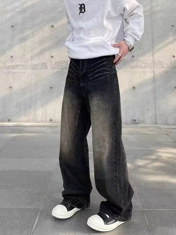 VIBE Street hiphop retro grunge topstitch wide leg jeans Size US 33 - 8 Thumbnail