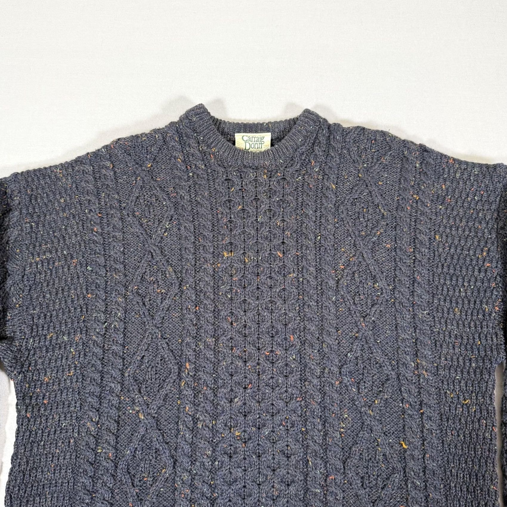 Vintage Carraig Donn Sweater Mens Medium Blue Donegal Wool Cable Knit Fisherman Aran Size US M / EU 48-50 / 2 - 2 Thumbnail
