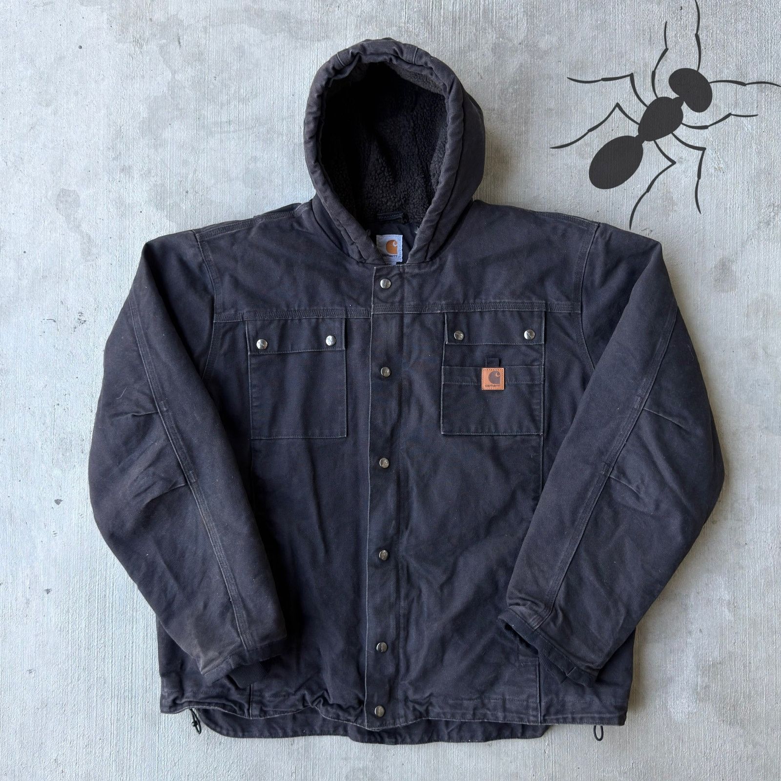 Carhartt × Vintage Carhartt black sherpa hooded work wear jacket Size US XXL / EU 58 / 5 - 1 Thumbnail