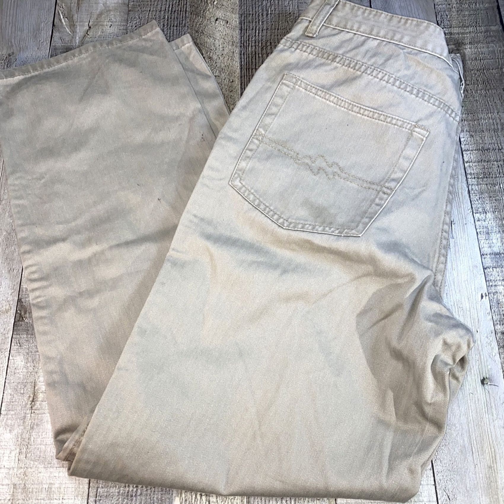 Vintage MAXINI Jeans Chino Pants Zipper Fly 100% Cotton Men’s Actual Size 31x29 Beige 5-Pocket Design Regular Men Size US 31 - 4 Thumbnail