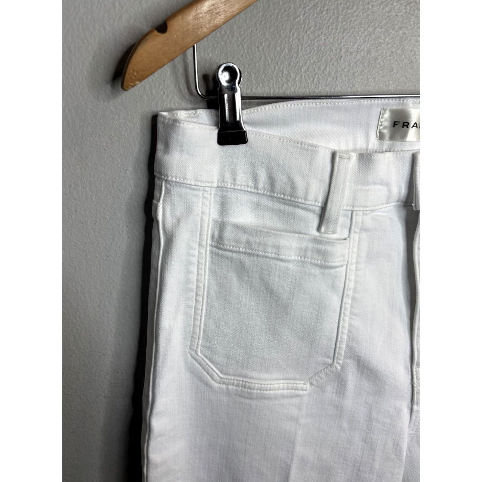 Frame VINTAGE FRAME Le Slim Palazzo Jeans Womens White High Rise Wide Leg Patch Pockets Denim Size 30" / US 8 / IT 44 - 2 Thumbnail