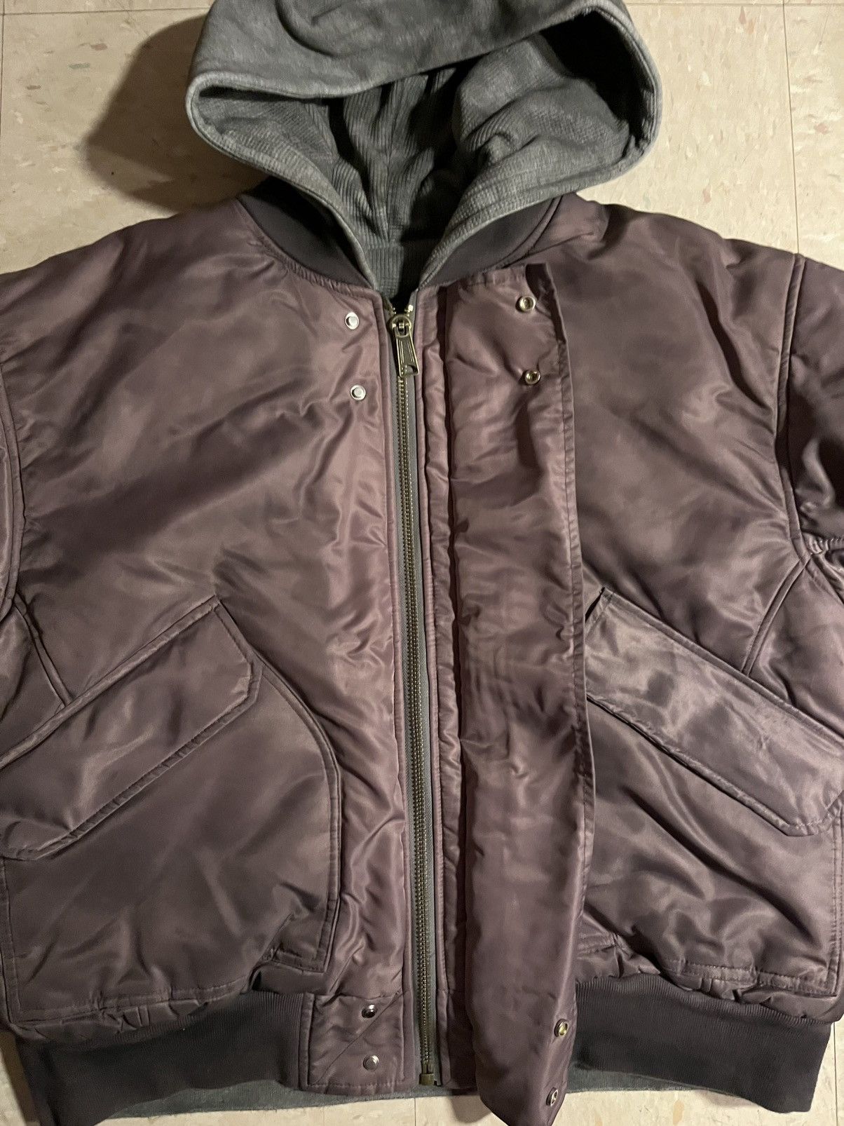 No Faith Studios NoFaithStudios BASIC REVERSIBLE WAFFLE BOMBER BURGUNDY Size US M / EU 48-50 / 2 - 2 Thumbnail