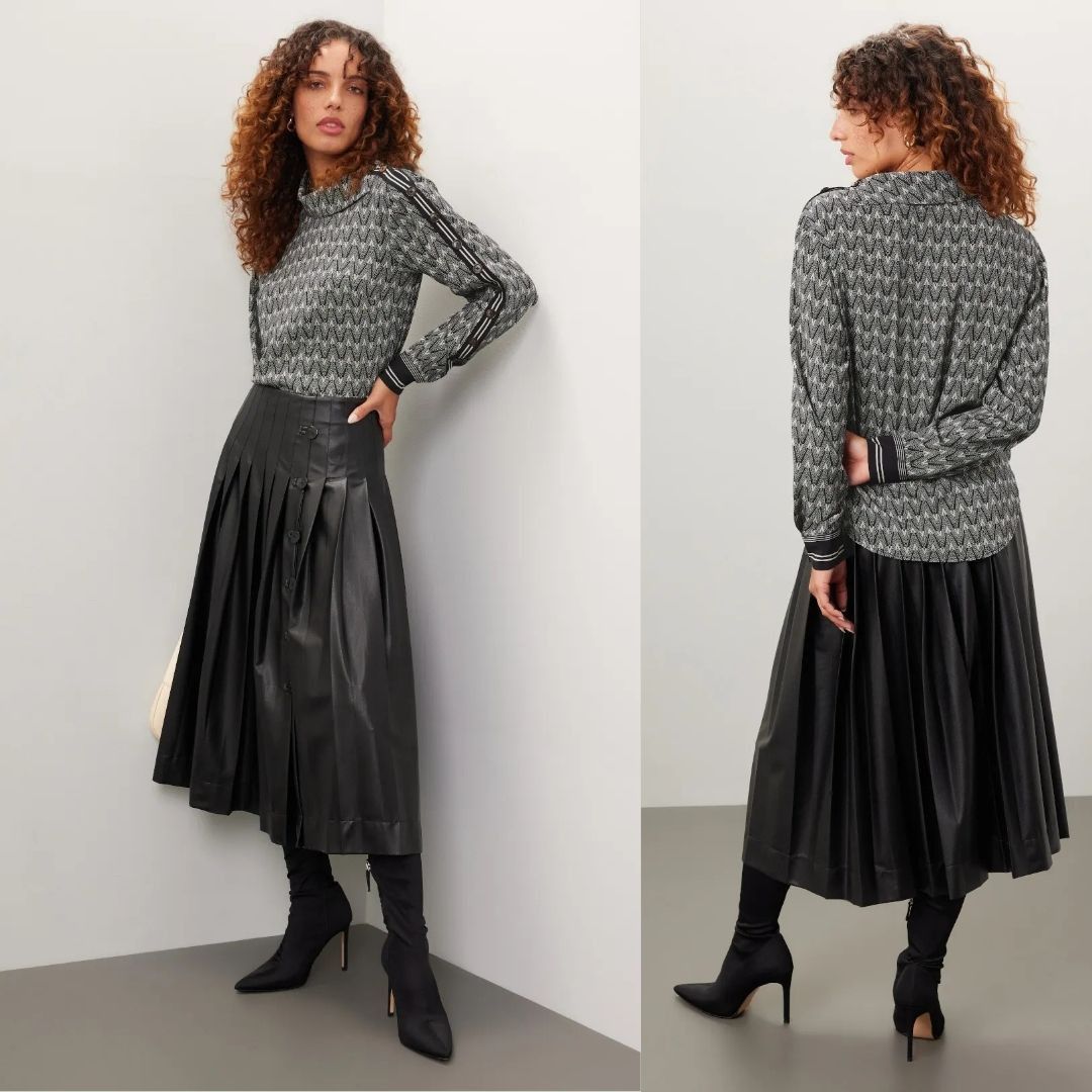 Veronica Beard VERONICA BEARD Clarkson Printed Silk Blend Long Sleeve Top Size L / US 10 / IT 46 - 3 Thumbnail
