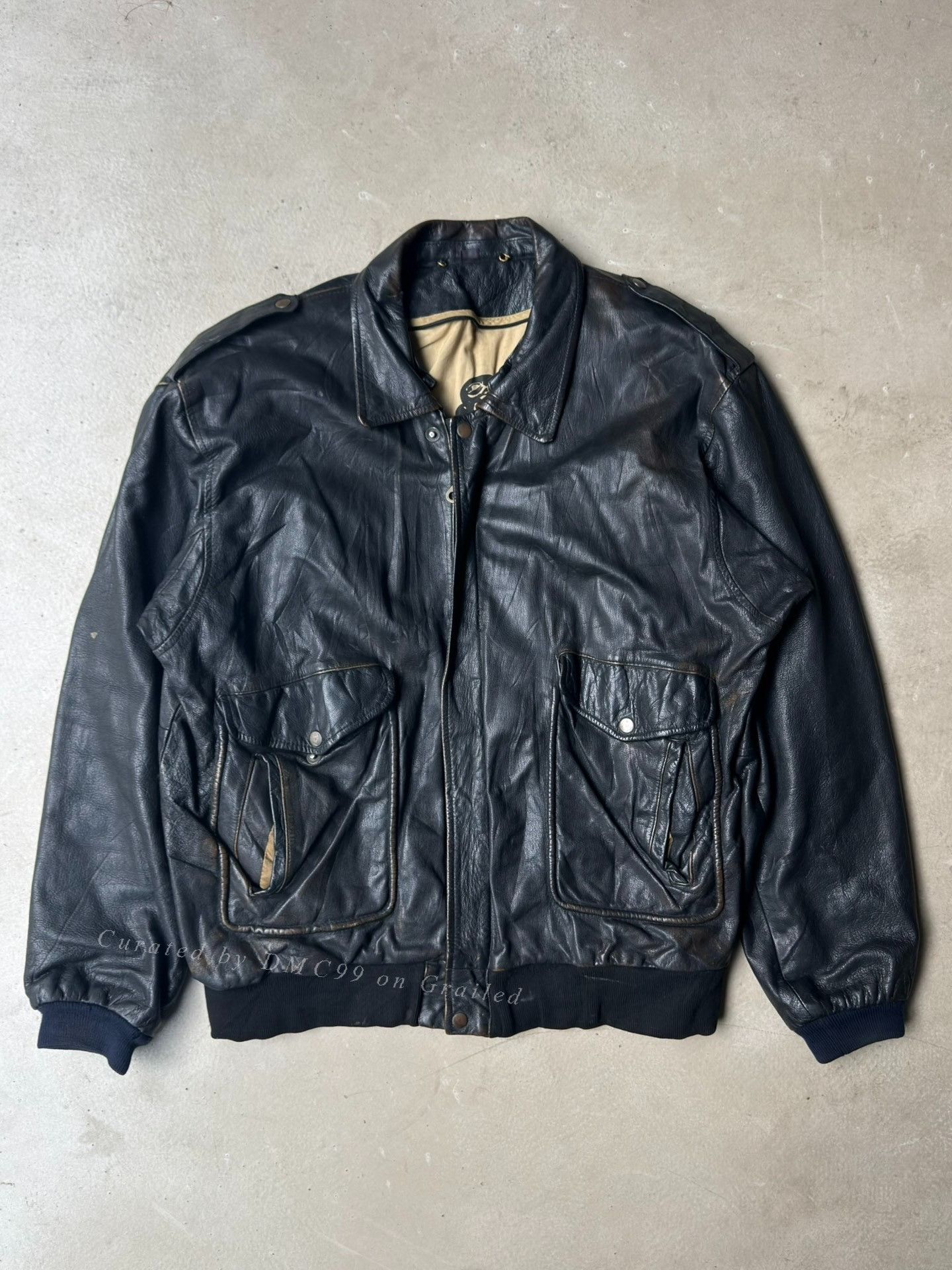 Vintage Vintage 90s Ma-2 Leather Jacket Size US M / EU 48-50 / 2 - 1 Thumbnail