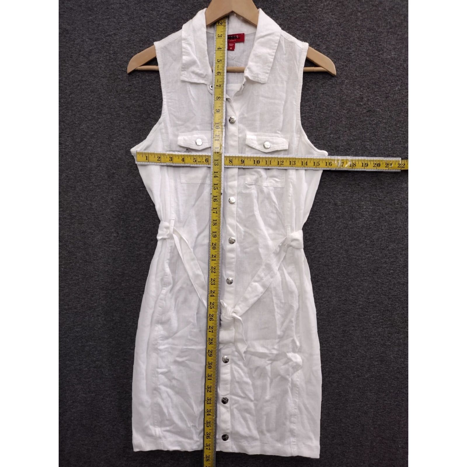 Guess Guess Shirt Dress Women's White Linen Belted Logo Buttons Collared Button Down Size M Size M / US 6-8 / IT 42-44 - 4 Thumbnail